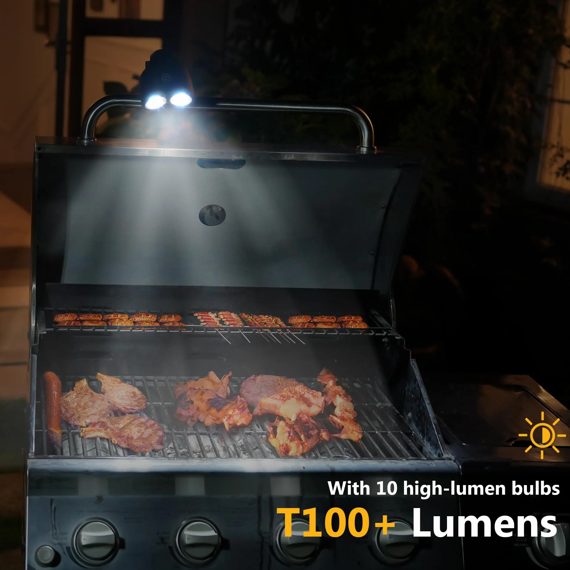 Lampe de barbecue LED 10 lumières, grille lumière bande Clips aluminium, accessoires de gril, éclairage extérieur
