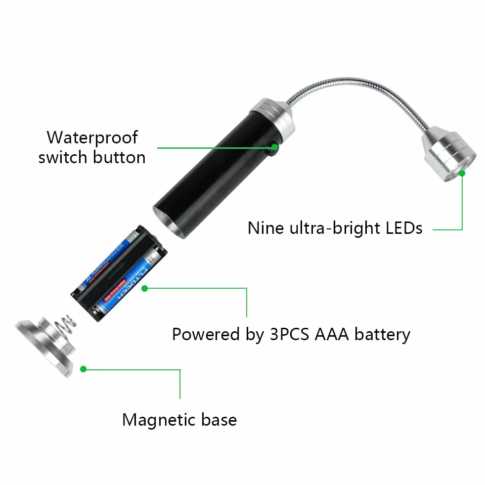 Lampe LED Barbecue Lot de 2, Base Magnétique Rotation 360° Flexible pour Cuisson Extérieur
