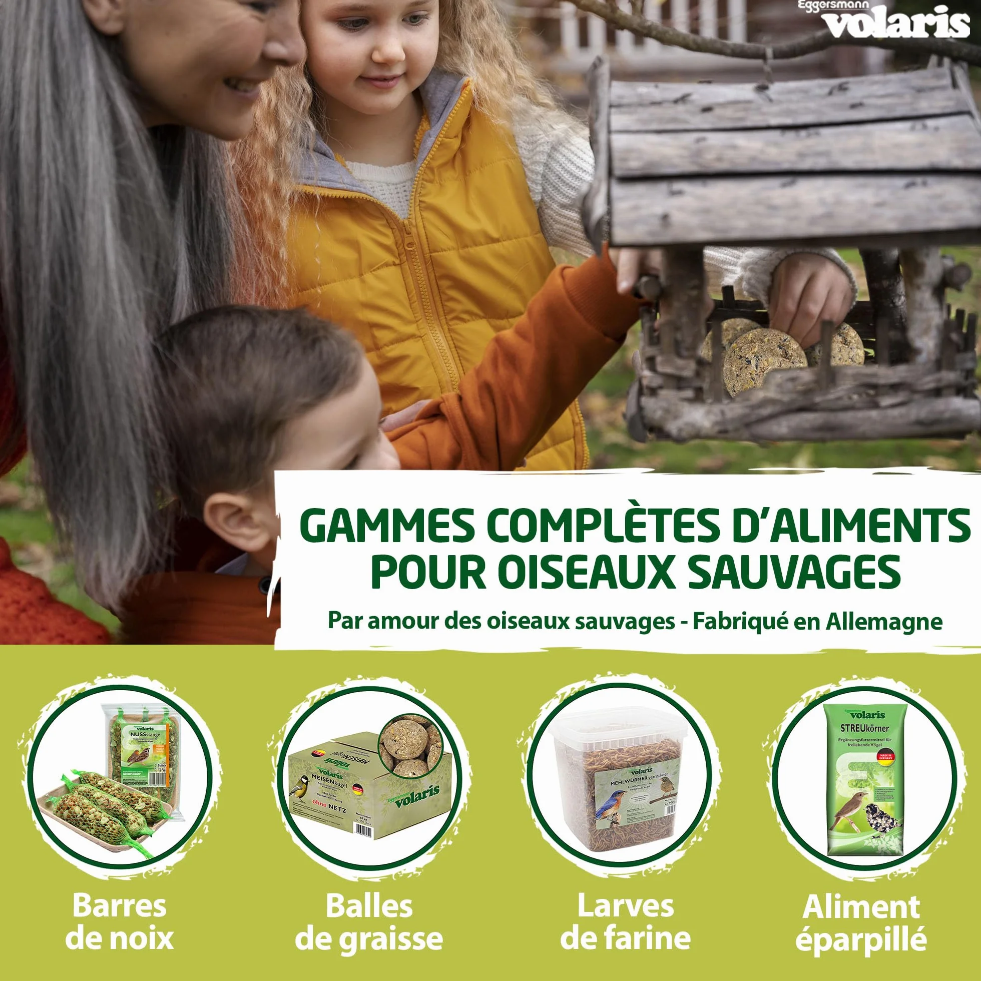 Eggersmann Volaris Beurre de Cacahuètes pour Oiseaux Sauvages 3 x 350 g Riche en Calories