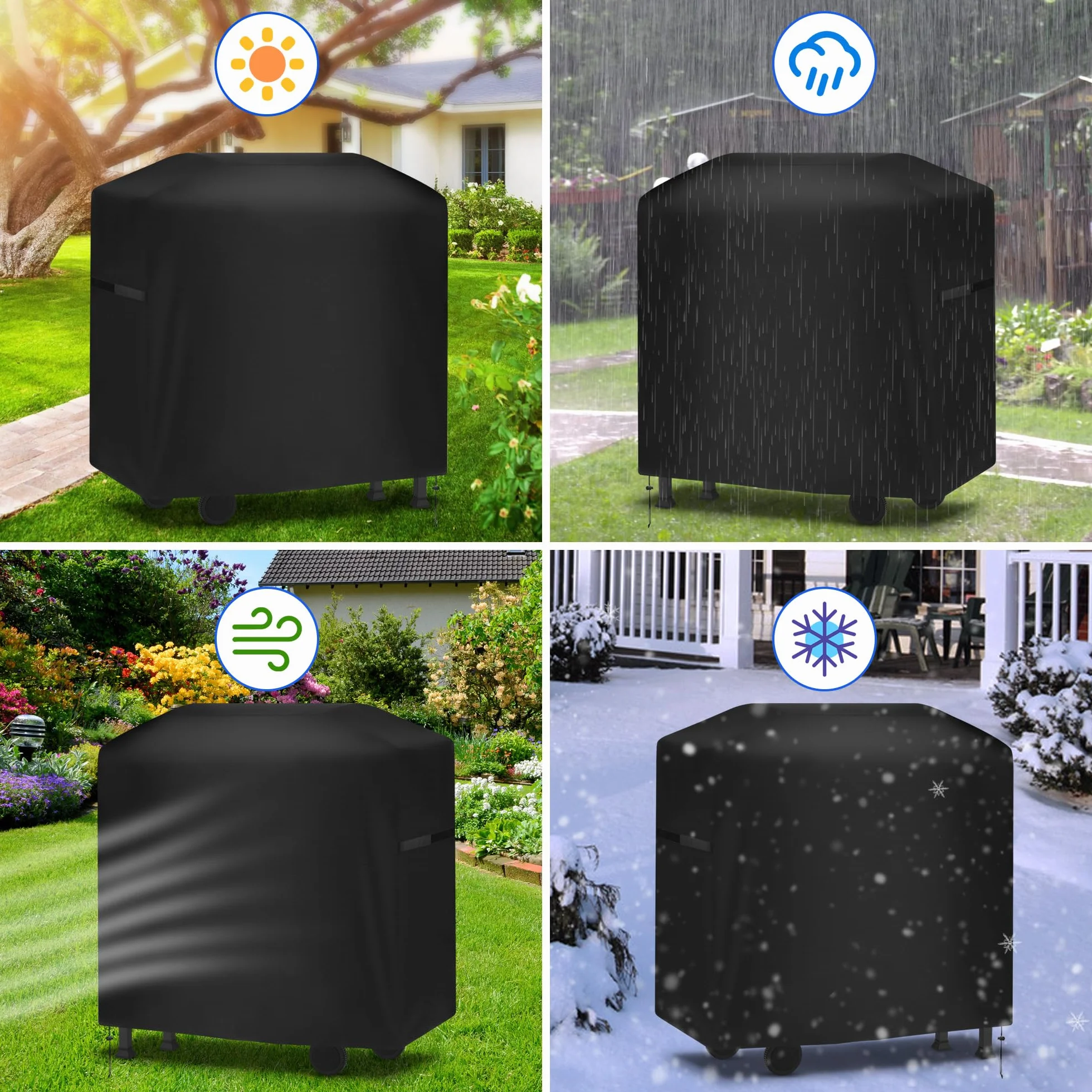 Housse Plancha Exterieur Imperméable 420D Oxford Anti-UV Barbecue Gaz avec Sac de Rangement 117x66x117cm