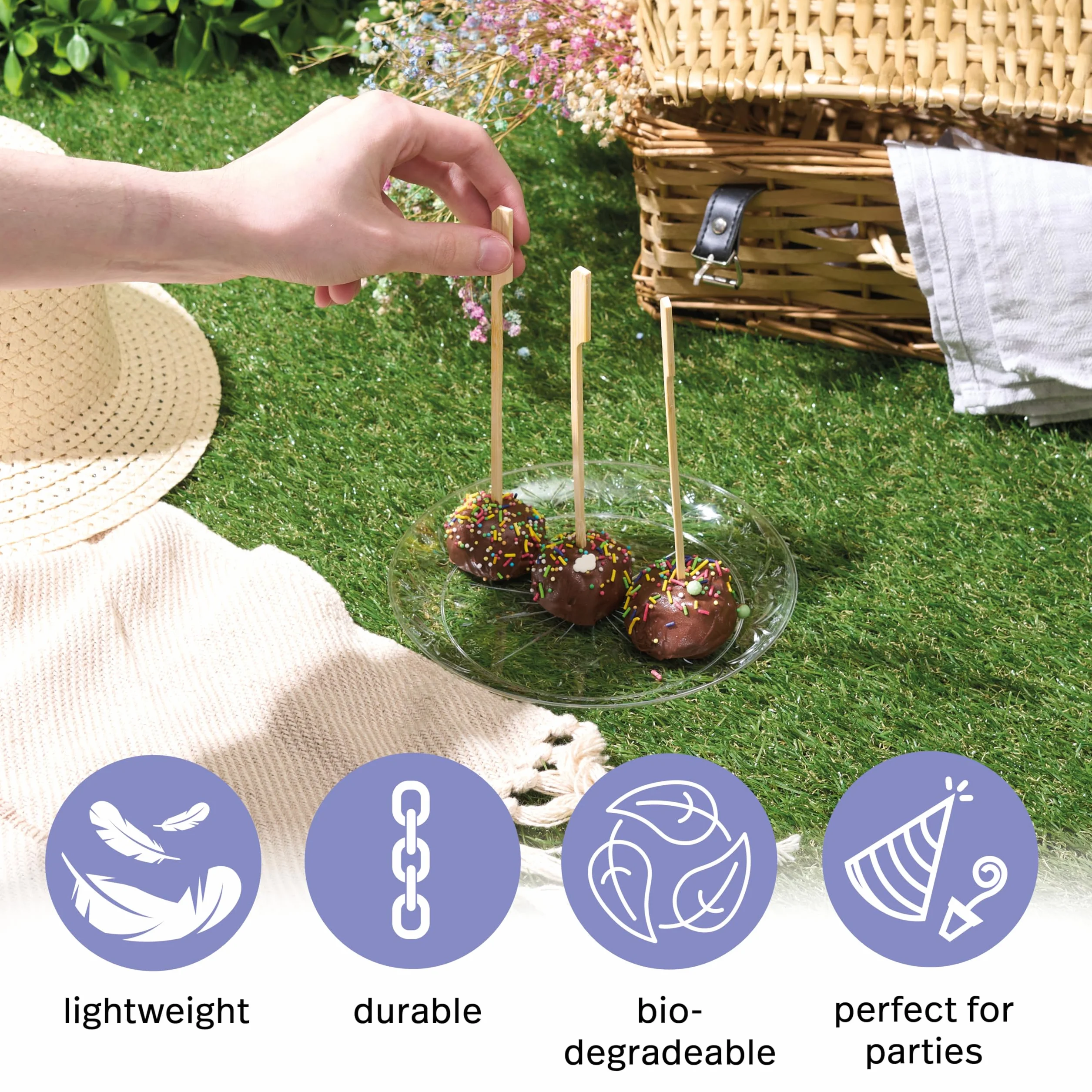 MATANA 250 Piques à Brochettes en Bois 18cm Barbecue Apéritif Fêtes