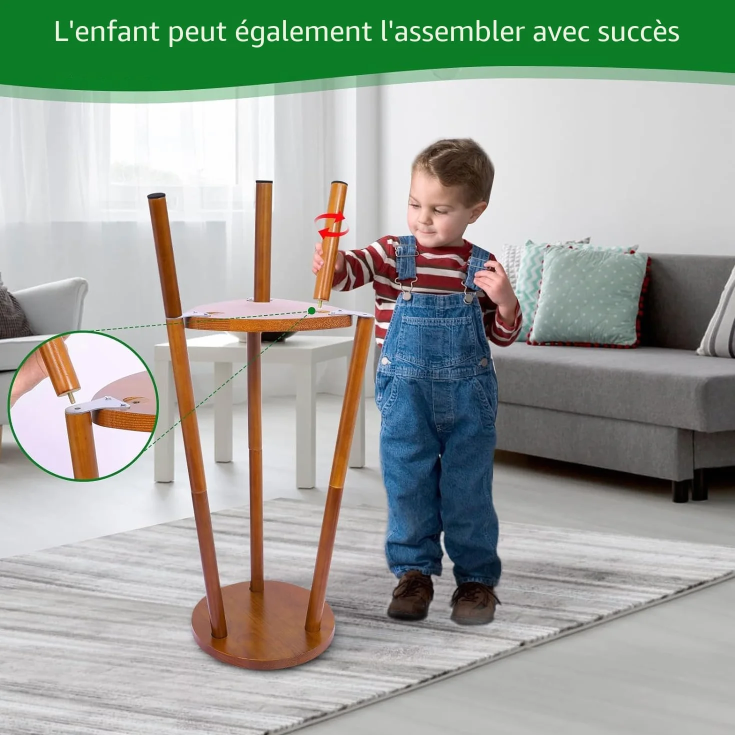 Support de Fleurs en Bois Modulable 2 Niveaux Étagère à Plantes