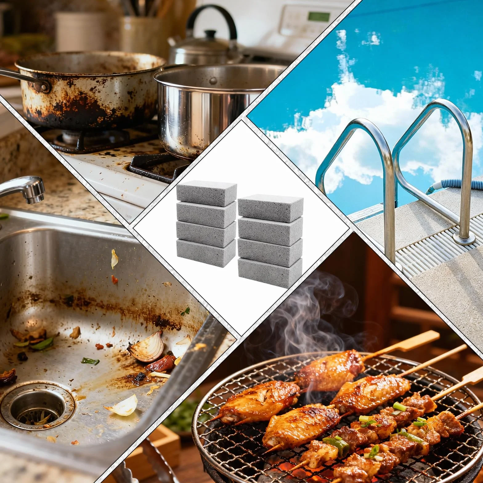 KASURE Pierre Abrasive Nettoyage Grille Barbecue 10x7x4 cm Blocs Réutilisables
