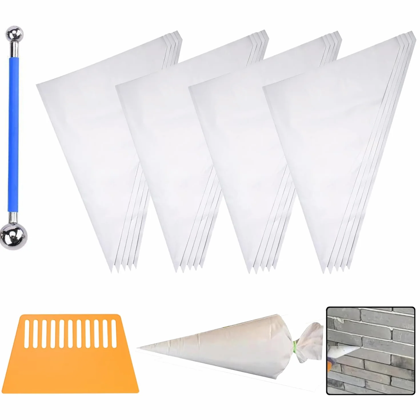 20 Pièce Sac de Mortier, Poche à Jointer, Sacs de Coulis Professionnels, 465x285x450 mm Sac de Scellant de Ciment, Sacs de Remplissage de Joints Sac à Coulis Maçonnerie pour Sceller et Joints