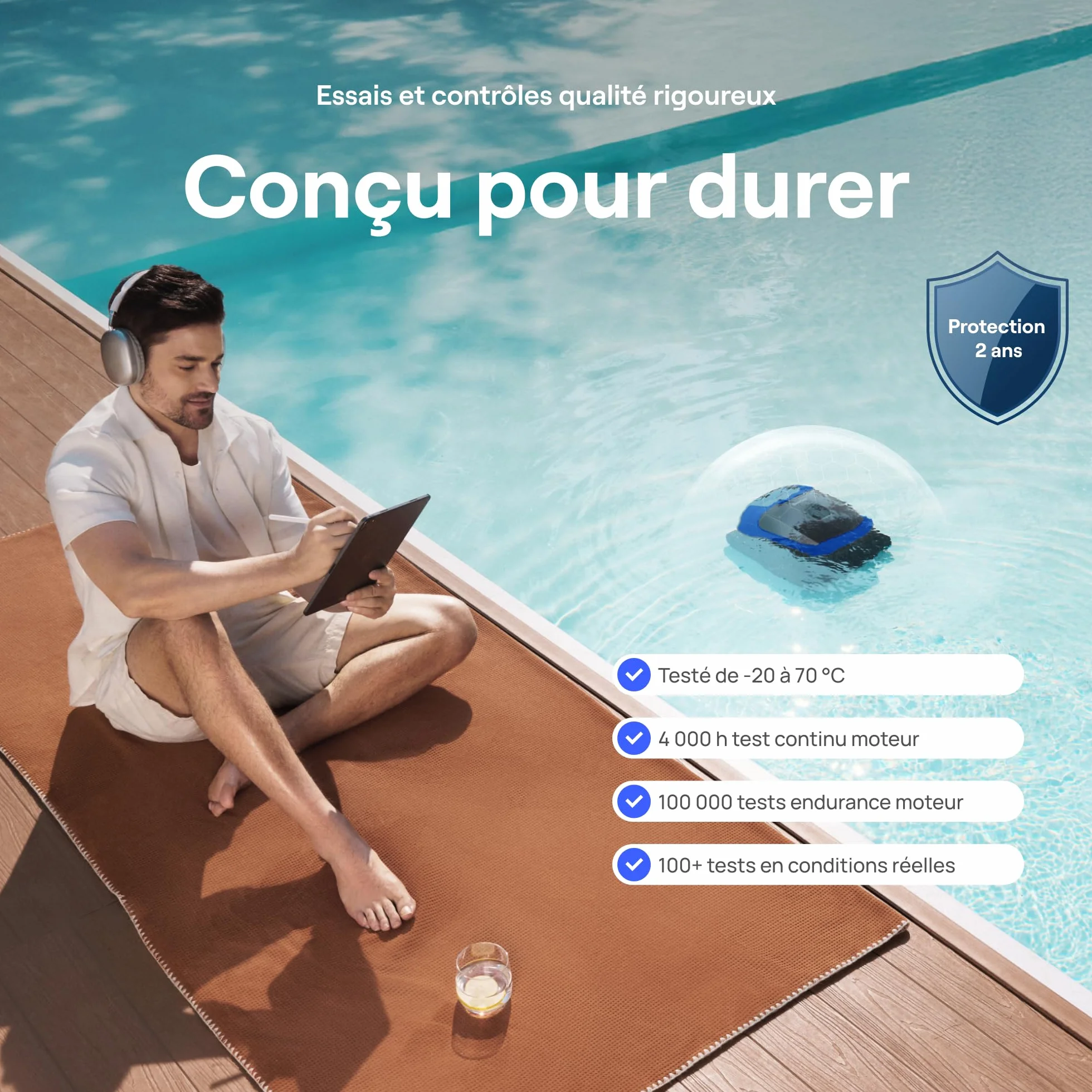 Beatbot Sora 30 Robot Piscine sans Fil, Aspirateur Piscine Puissant, Autonomie 5h, Contrôle Via App