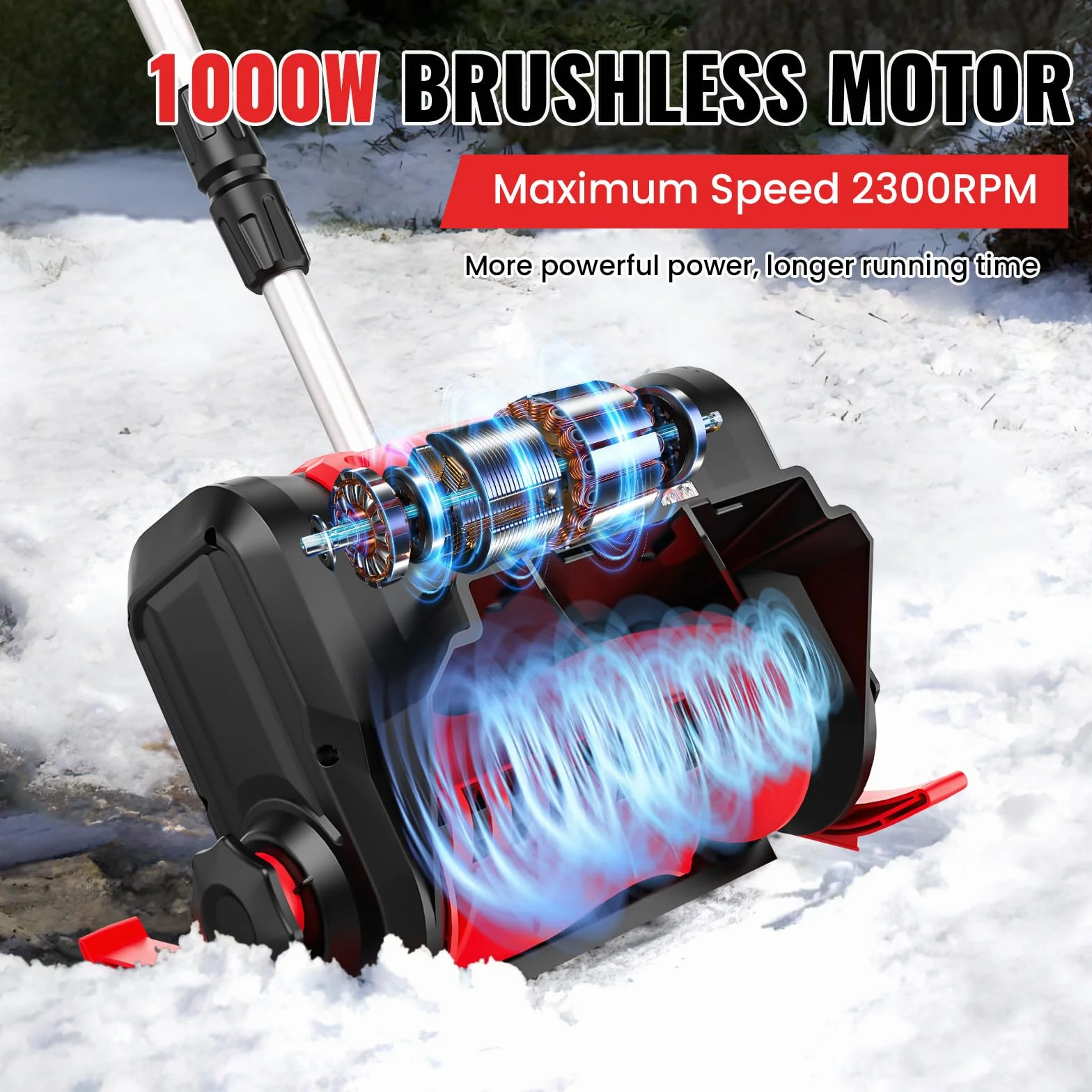 Fraise à Neige sans Fil 1000W 30 cm 2×2,0Ah Batteries Moteur sans Balais
