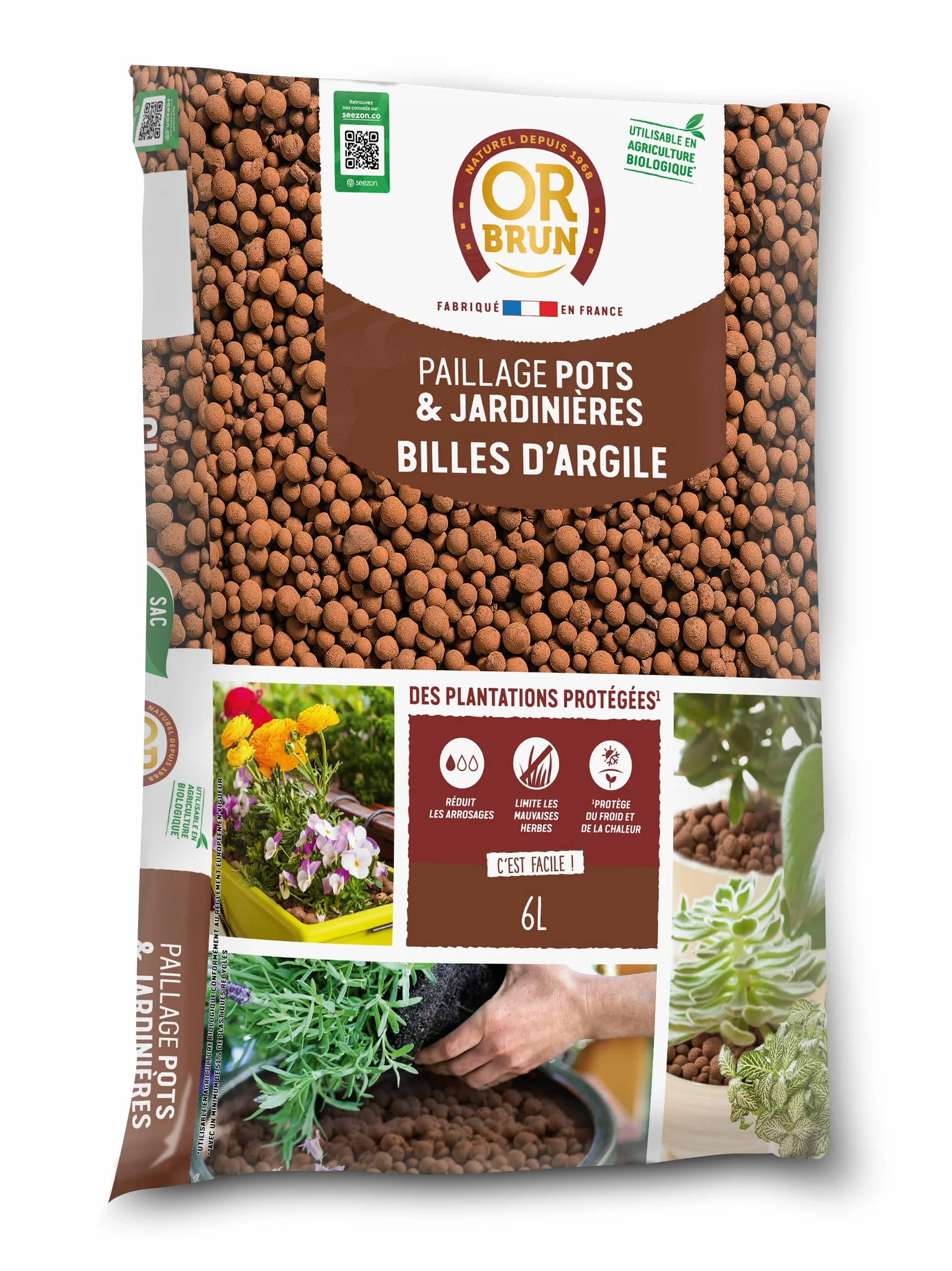 Billes D'argile 6L OBRPARG6U Drainage Humidité Agriculture Biologique
