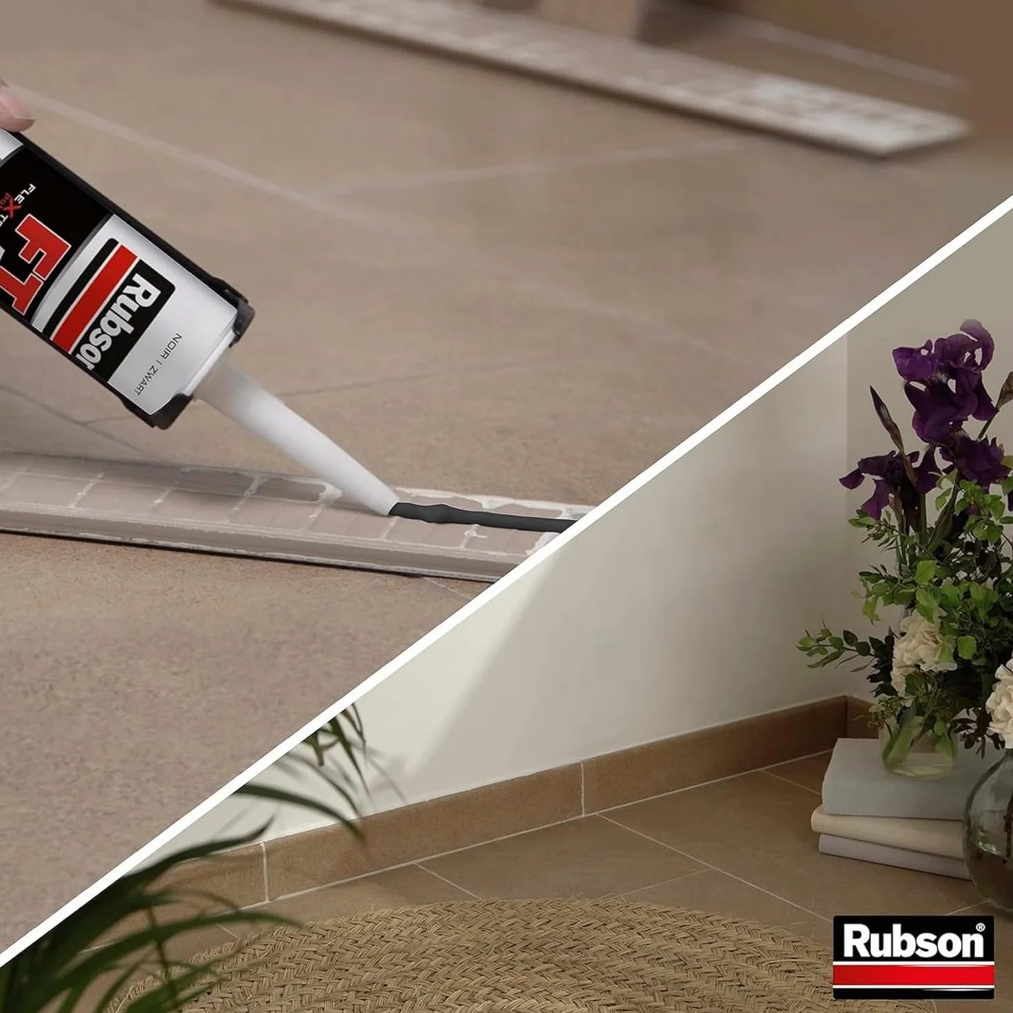 Rubson Mastic FT 101 Joint Fissure et Colle Noir (cartouche 280 ml) – Mastic polyvalent tous matériaux – Étanche et résistant