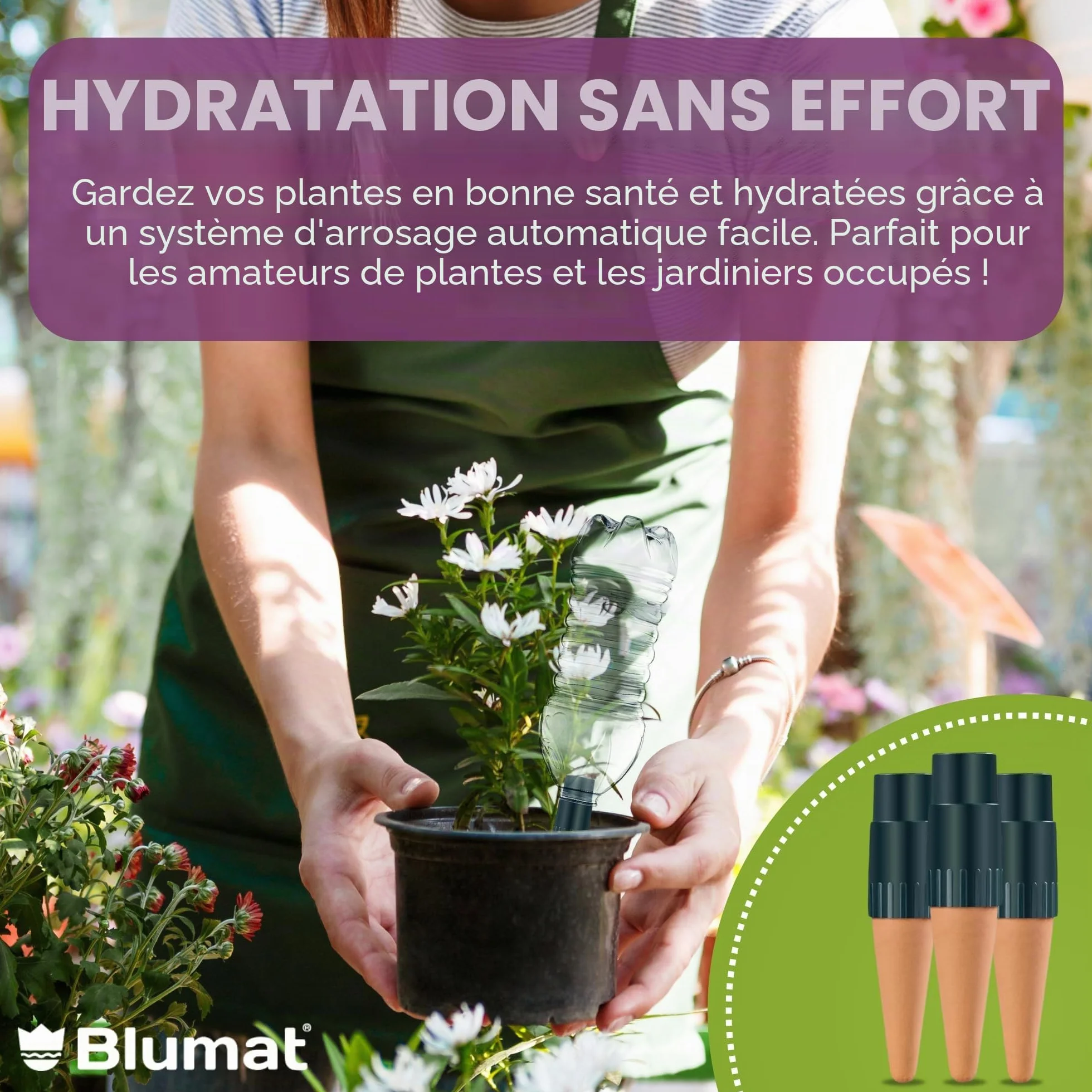 Blumat Lot de 3 Embouts adaptables aux Bouteilles pour arrosage