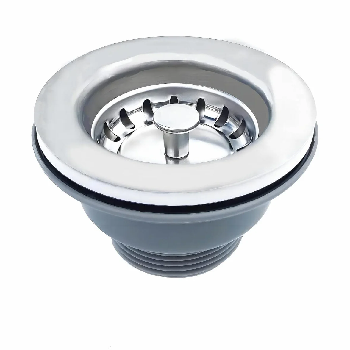 Qrity Bonde d'évier sans trop Plein Panier INOX ø 84 mm 1½", Acier Inoxydable + ABS, Bonde + Panier