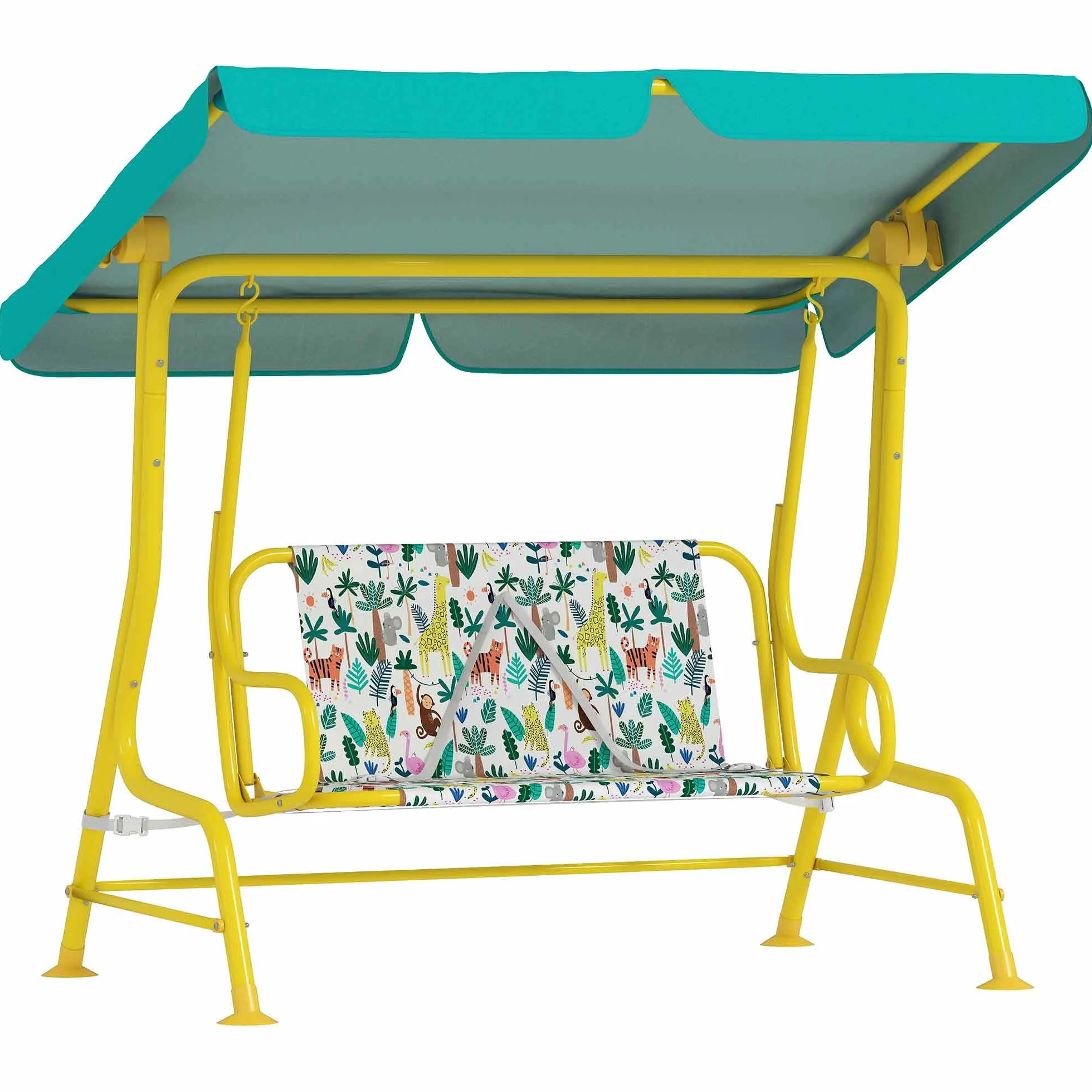AIYAPLAY Balançoire Hollywood pour Enfants 2 Places avec Pare-Soleil réglable, Ceinture de sécurité, Banc de Jardin
