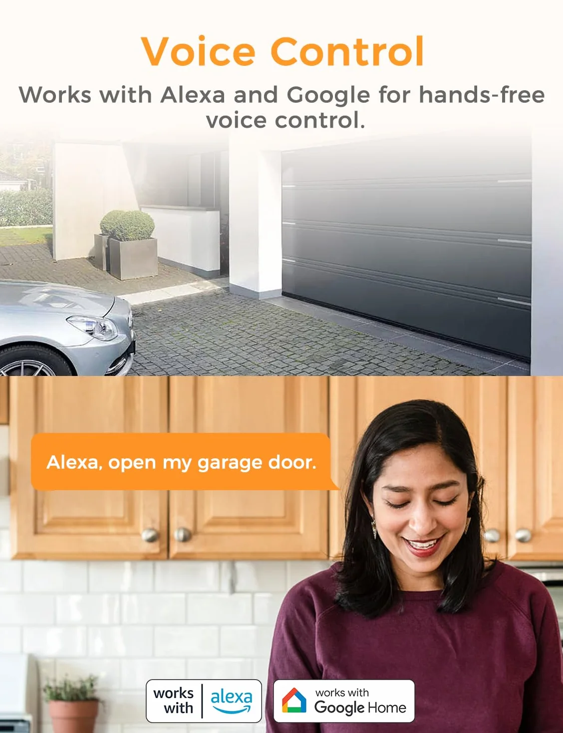Refoss Ouvre-Porte de Garage Connecté WiFi, Télécommande de Porte Intelligent Compatible Alexa, Google Home, Contrôle à Distance et Commande Vocale Fonction
