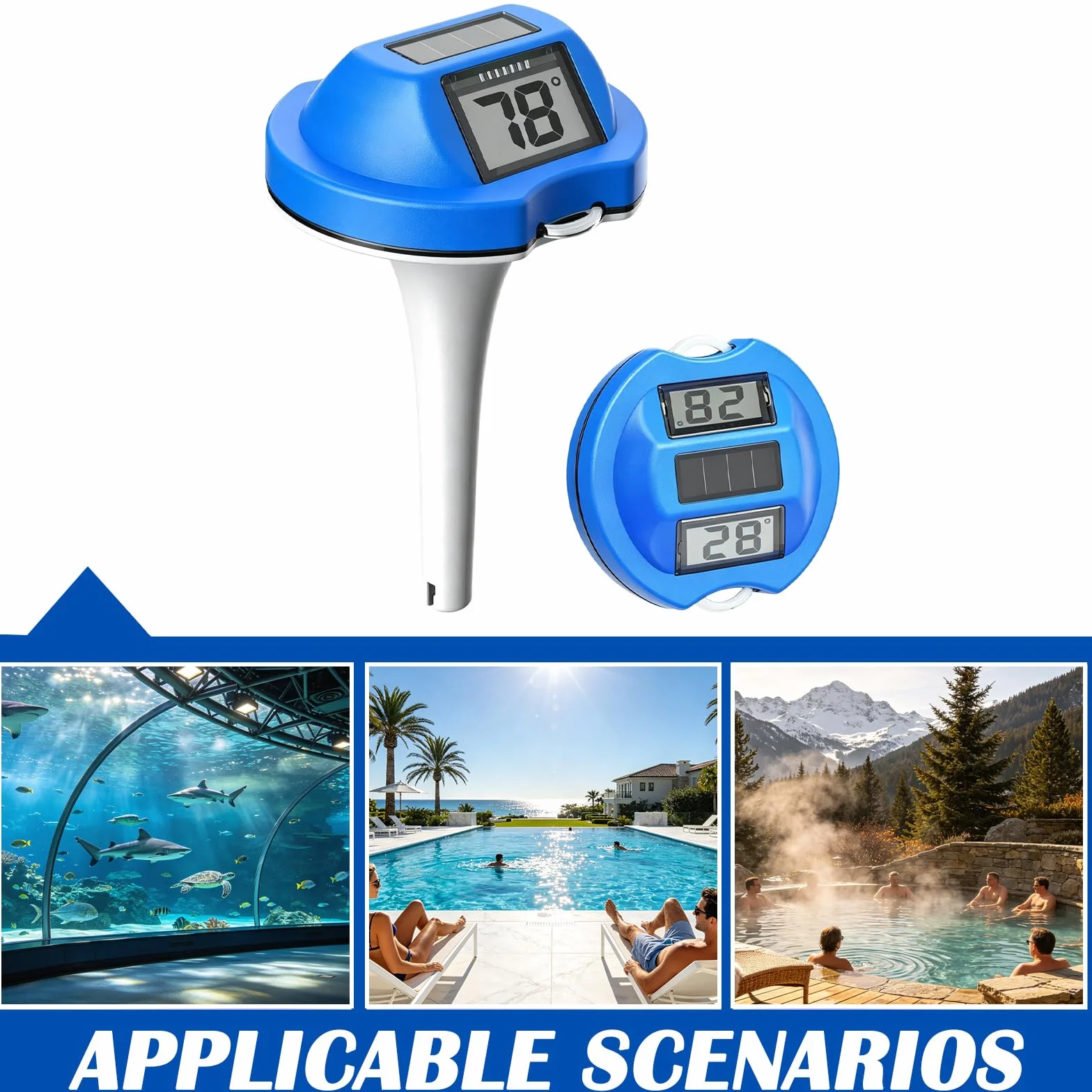 Thermomètre flottant piscine numérique étanche -9,9 à 50°C haute précision