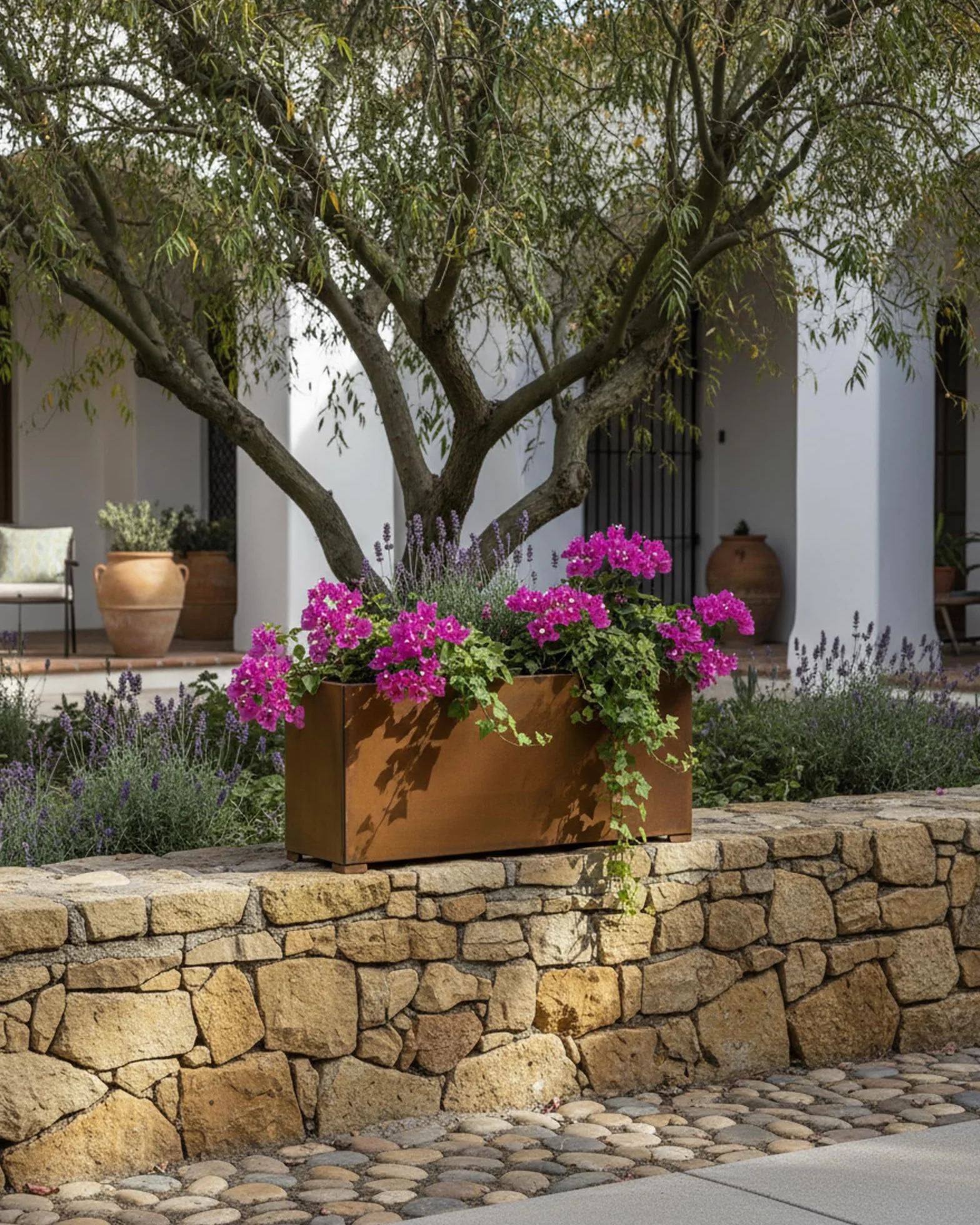 onlyfire Jardinière en Acier Corten 81,5 x 25,2 x 40,6 cm Bac à Fleurs Rectangulaire pour Jardin