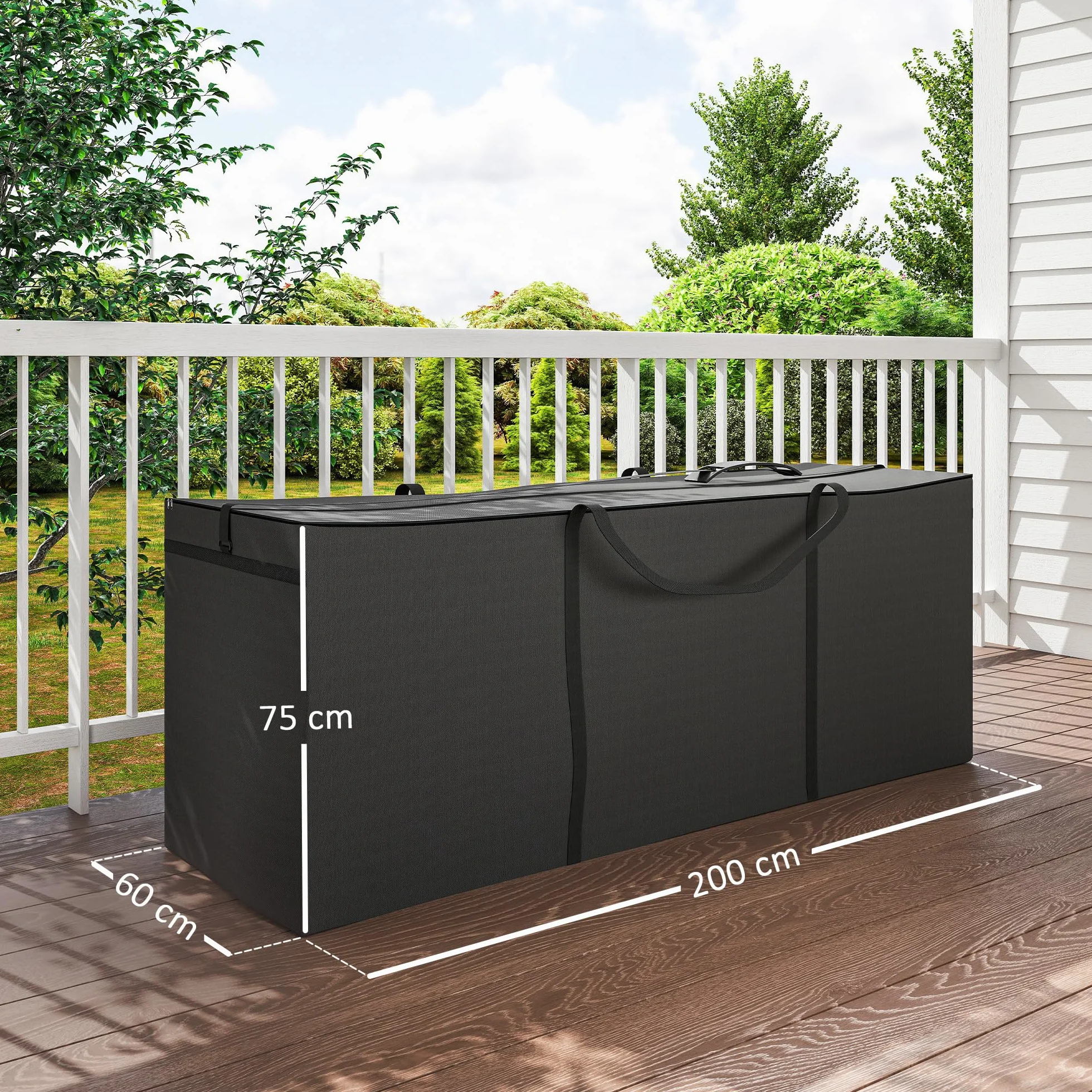 Outsunny Sac de rangement pour coussins de jardin, housse de protection imperméable Oxford 600D avec fermeture éclair
