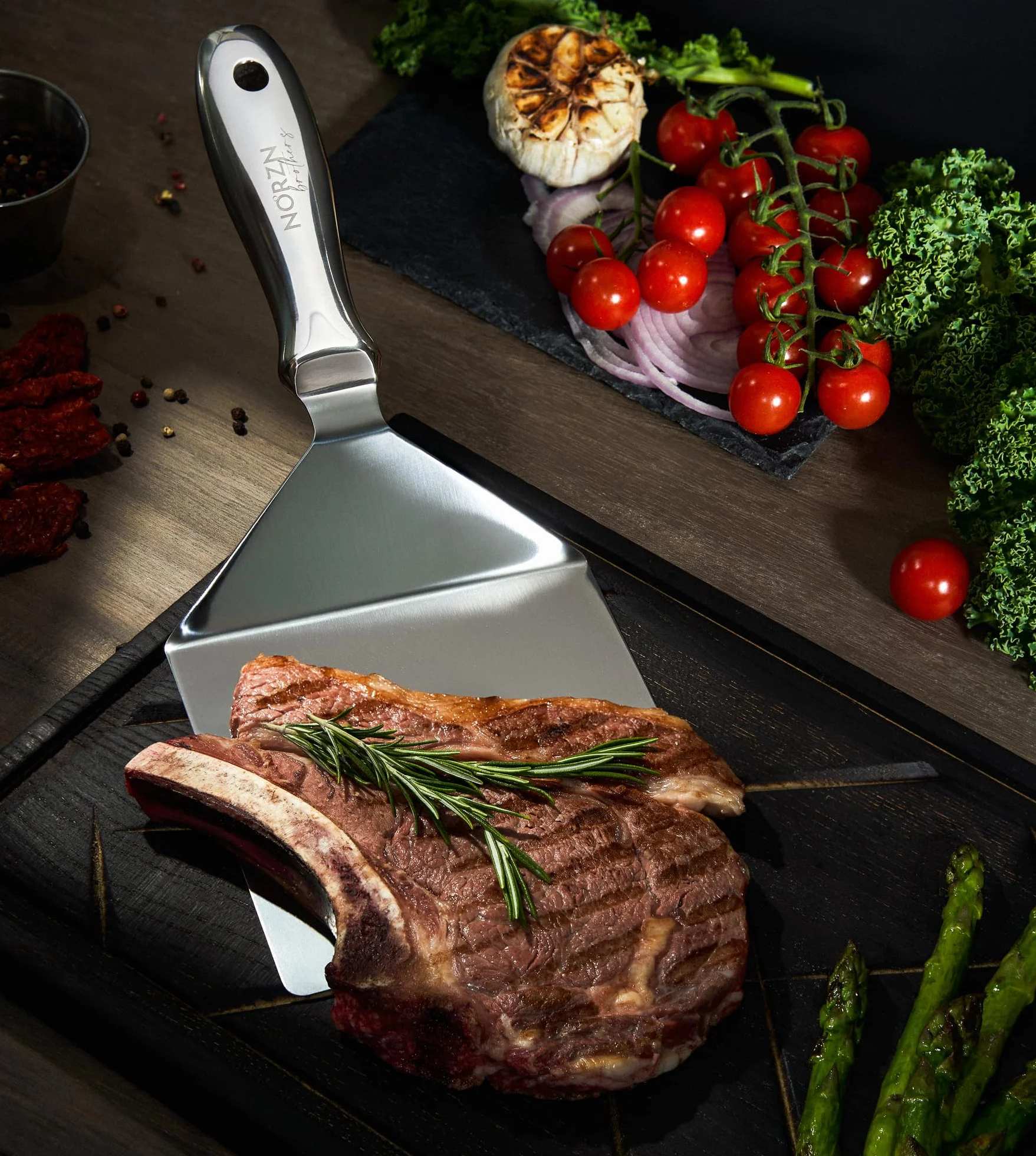Spatule Plancha Acier Inoxydable Cuisine Grande Flexible Barbecue BBQ Grille Teppanyaki Lave-Vaisselle Certifié Alimentaire Garantie 10 Ans