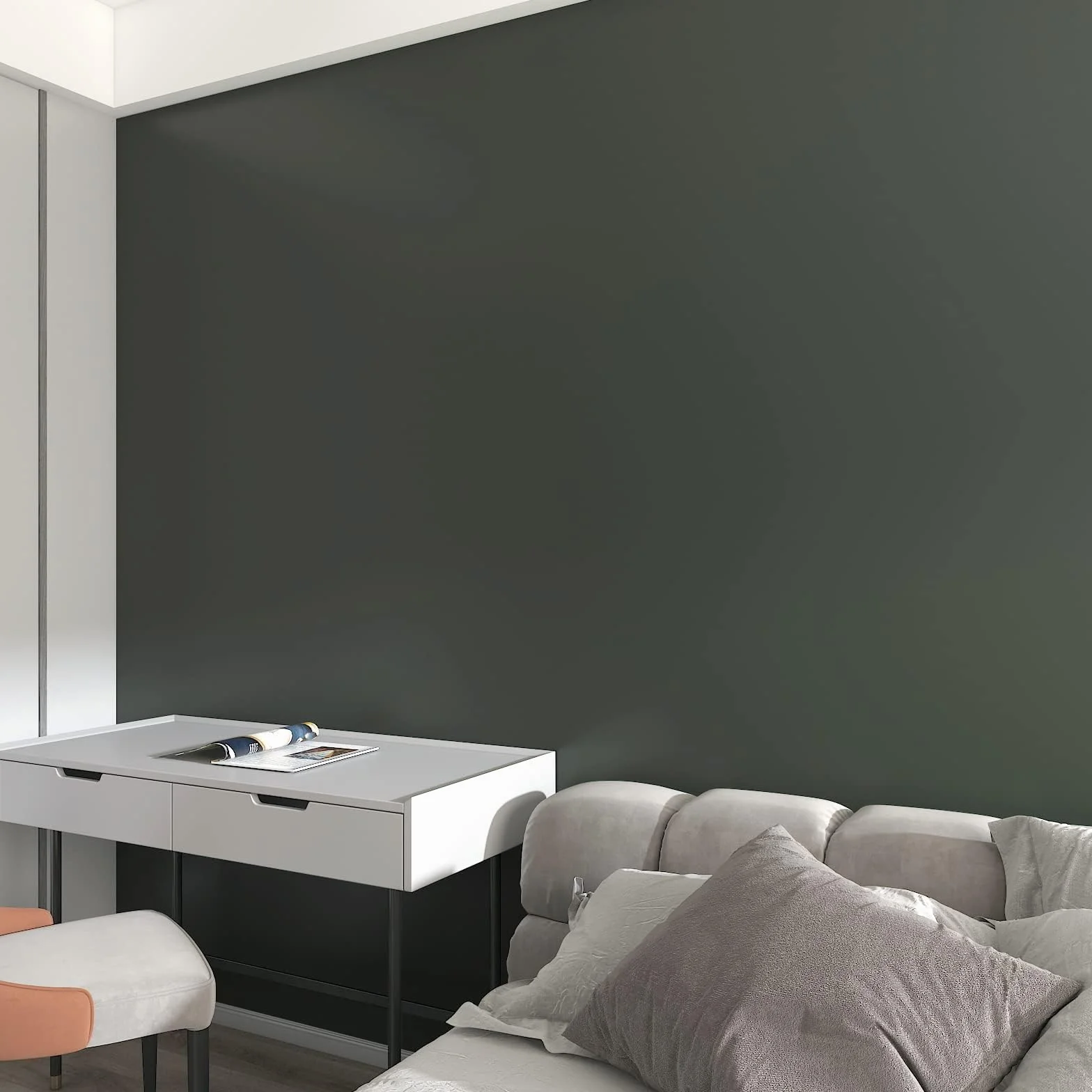 Decotalk Papier Peint Autocollant Meuble Gris Foncé Mat Épais 40X500cm Papier Adhésif pour Meuble Toucher Ultra Doux Revetement Adhesif Meuble Gris Décoratif Vinyle Film pour Salon Chambres Amovible