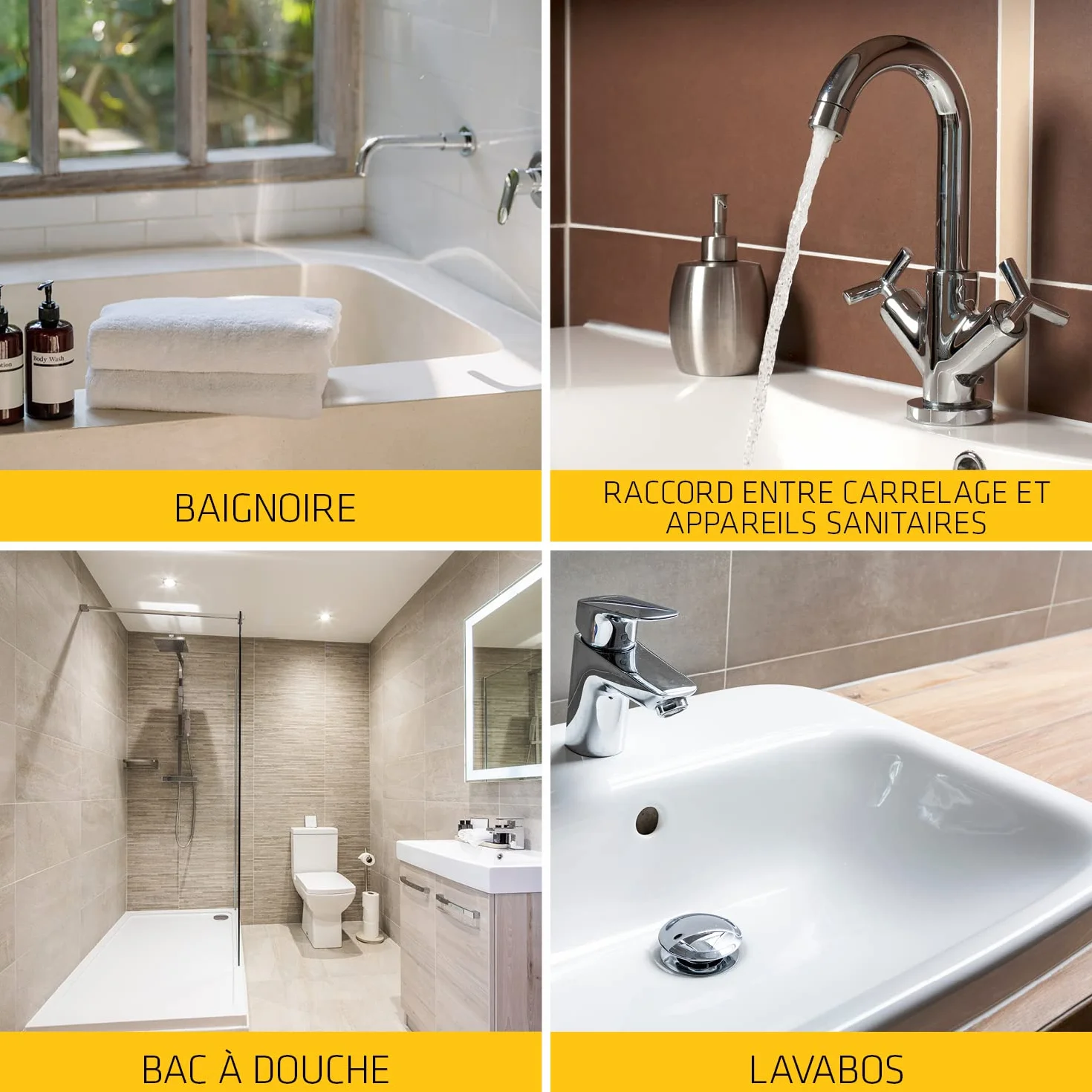 SIKA - Mastic silicone sanitaire - SikaSeal-180 Salle de Bain & Carrelage blanc - Réalisation de joints - Spécial pièce humide - Longue durée - 300 ml