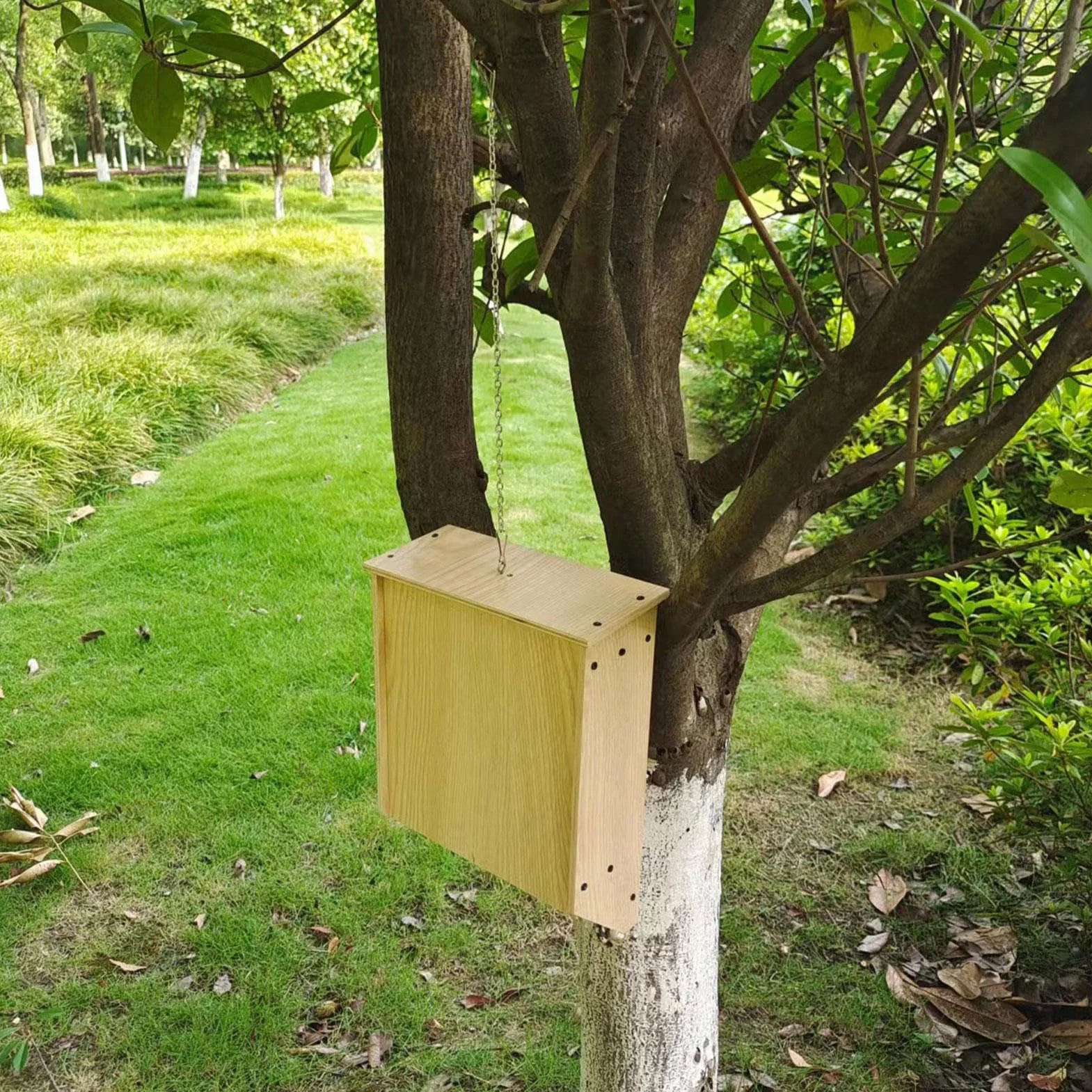 Nichoir Chauve Souris Abri en Bois Naturel avec Toit Résistant Aux Intempéries pour Quartiers D'été Et d'hiver