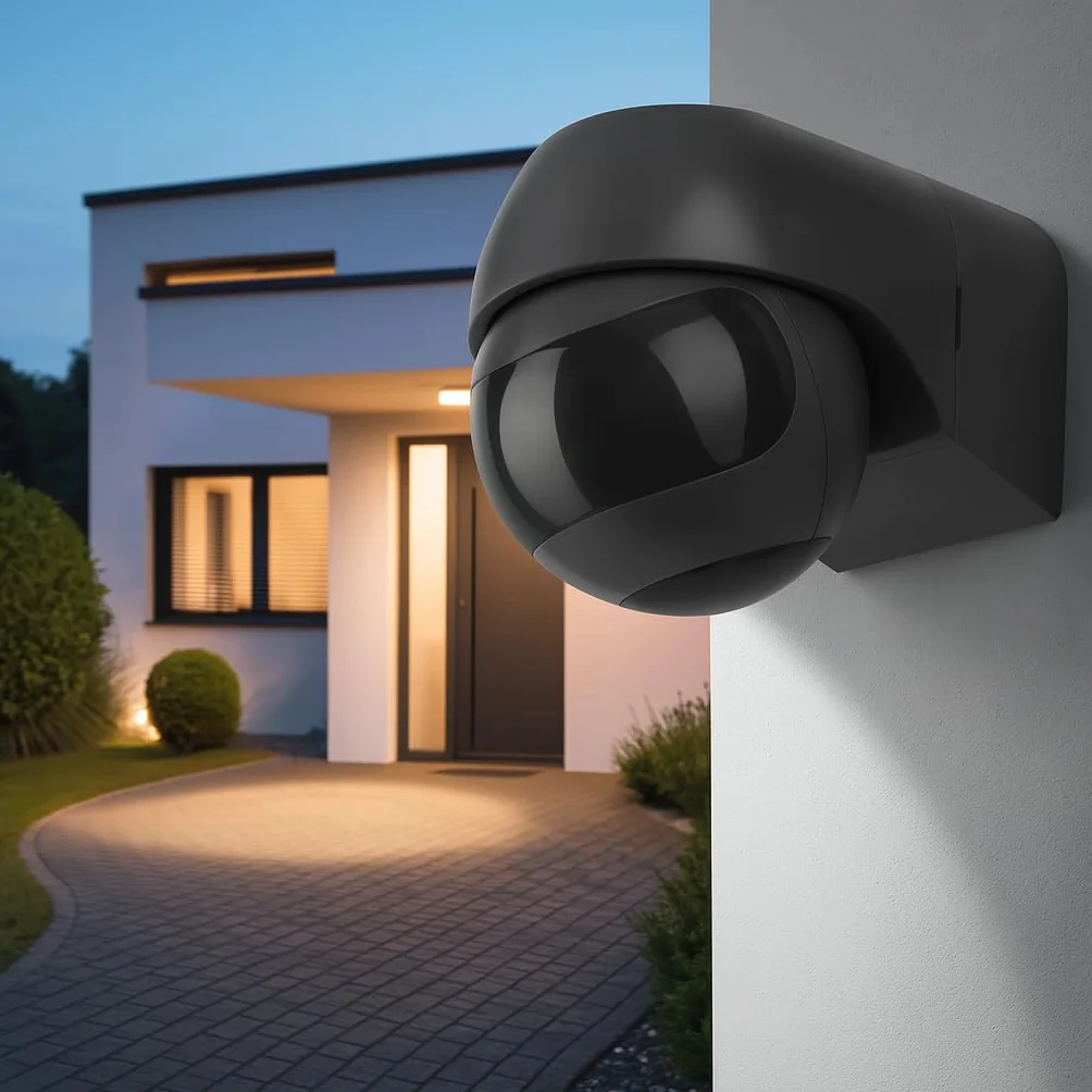 SEBSON Detecteur de Mouvement Exterieur Montage en Saillie - Adapté à LED, Programmable, Rotatif - Portée 12m/180°, 3m/360° (2 Capteurs Infrarouges)