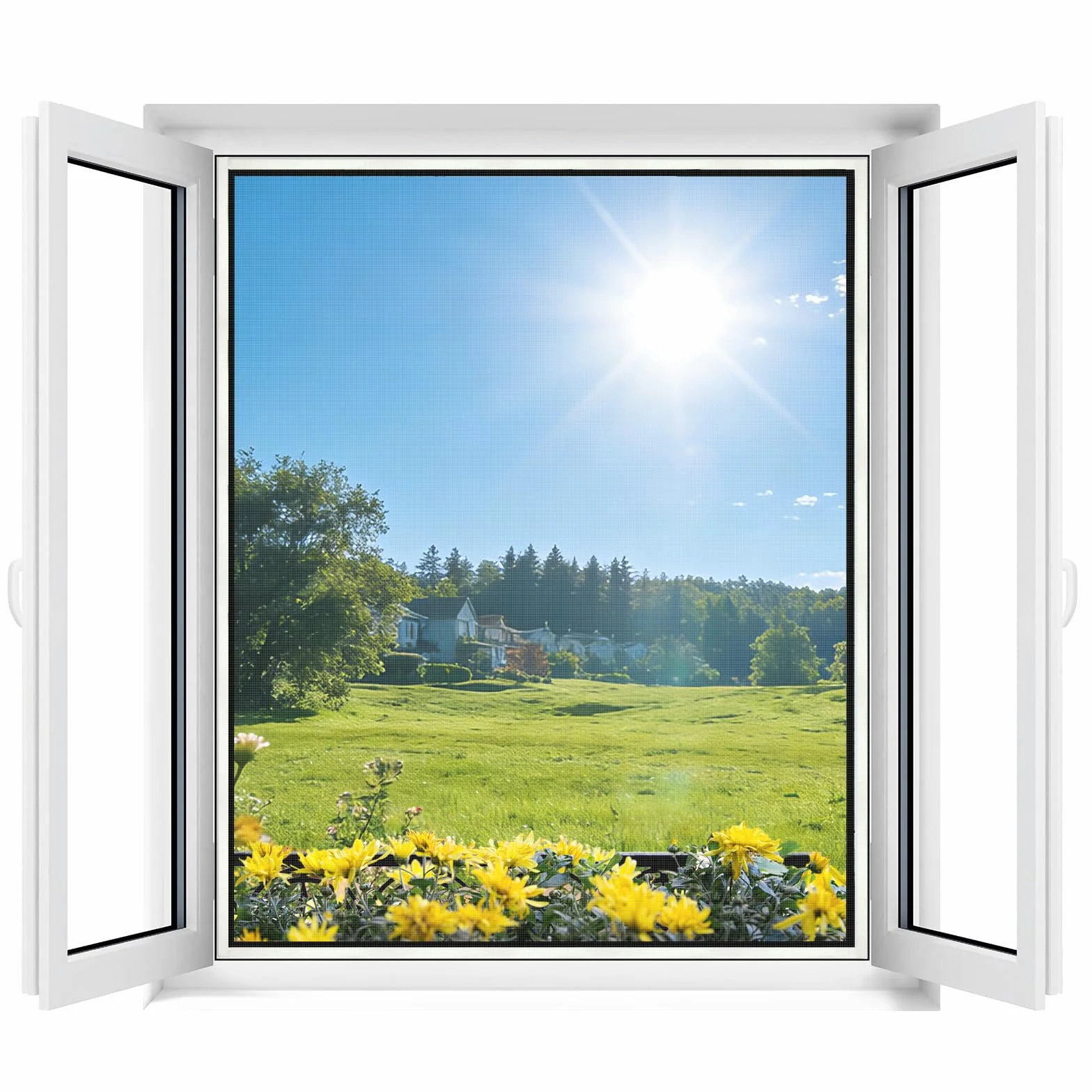 Apalus Moustiquaire Transparente Universelle pour Fenêtre/Maille Lavable | Moustiquaire Ajustable, Bricolage, Taille Maximale de la Fenêtre 130x150cm (Lot de 4, Blanc)