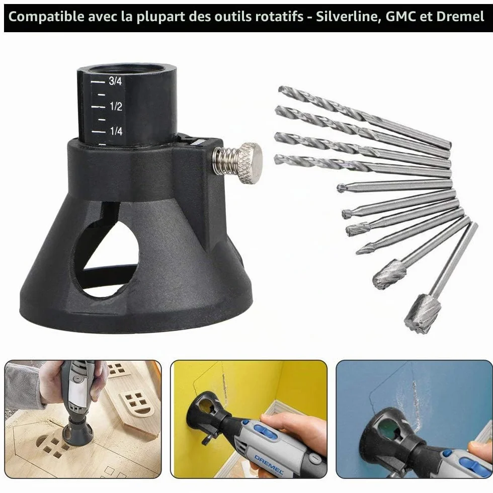 Kit de Découpe pour Outils Multiples Ensemble de Fraises Multifonctions pour Dremel Outil Rotatif avec 6pcs Fraises Rotatives HSS et 4pcs Foret Hélicoïdal