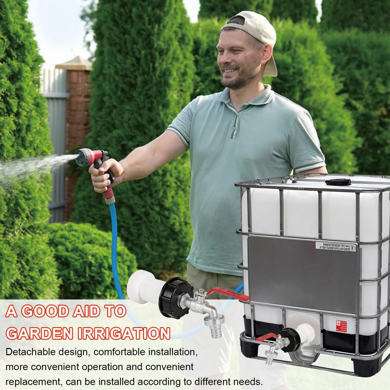Robinet d'écoulement IBC avec adaptateur 1/2" pour réservoir 1000 litres S60 x 6