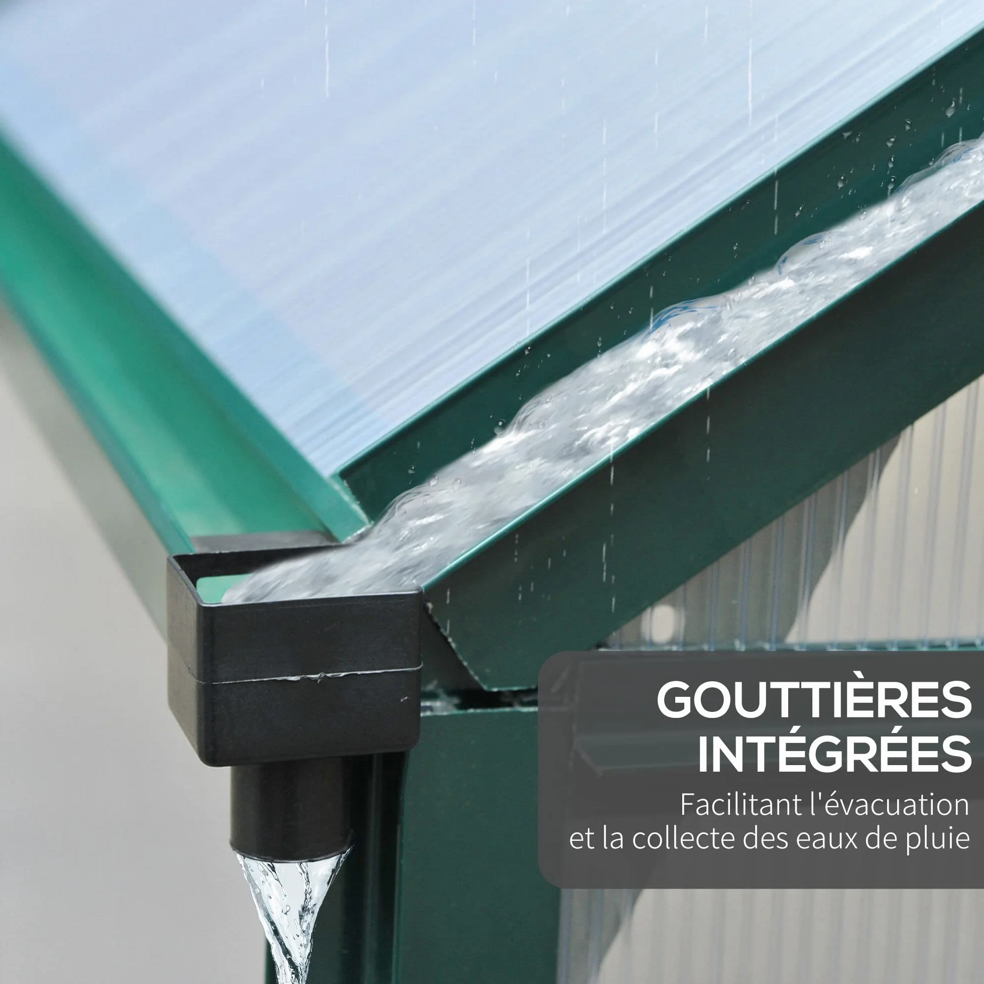 Outsunny Serre de Jardin Polycarbonate 3,65 m² 190 x 192 x 201 cm résistant aux UV