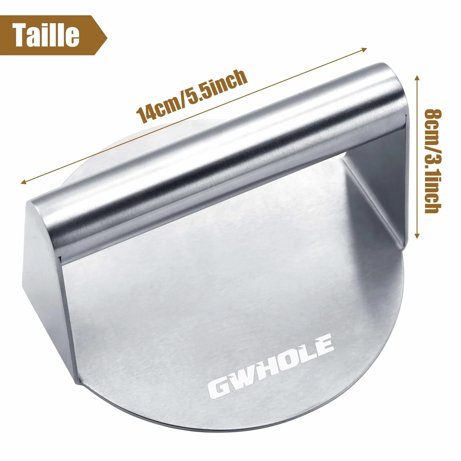 GWHOLE Presse Steak Haché Antiadhésive en Acier Inoxydable 304 pour Hamburger Smash Burger