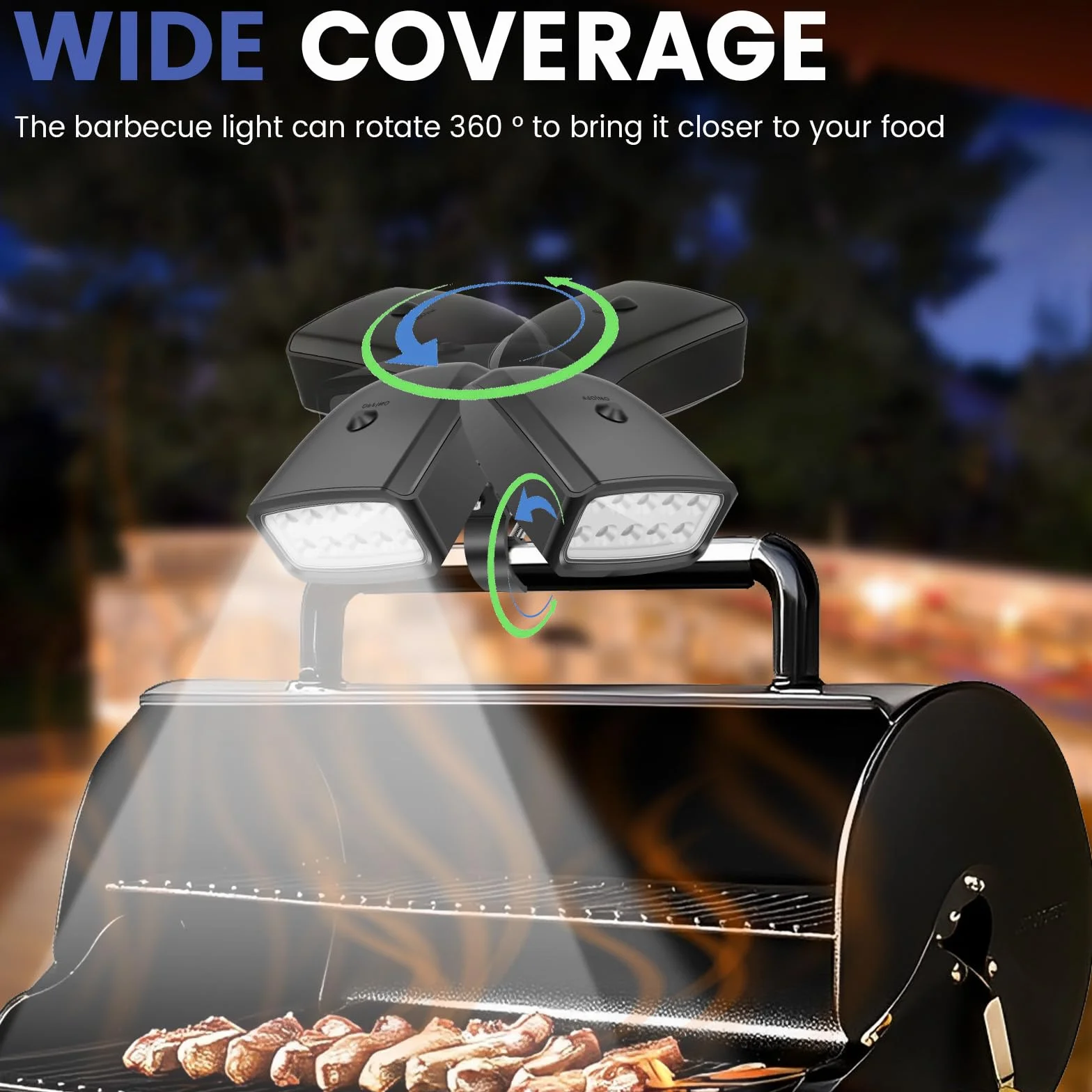 Lampe de barbecue LED 10 perles lumineuses réglable pour barbecue pique-nique plein air