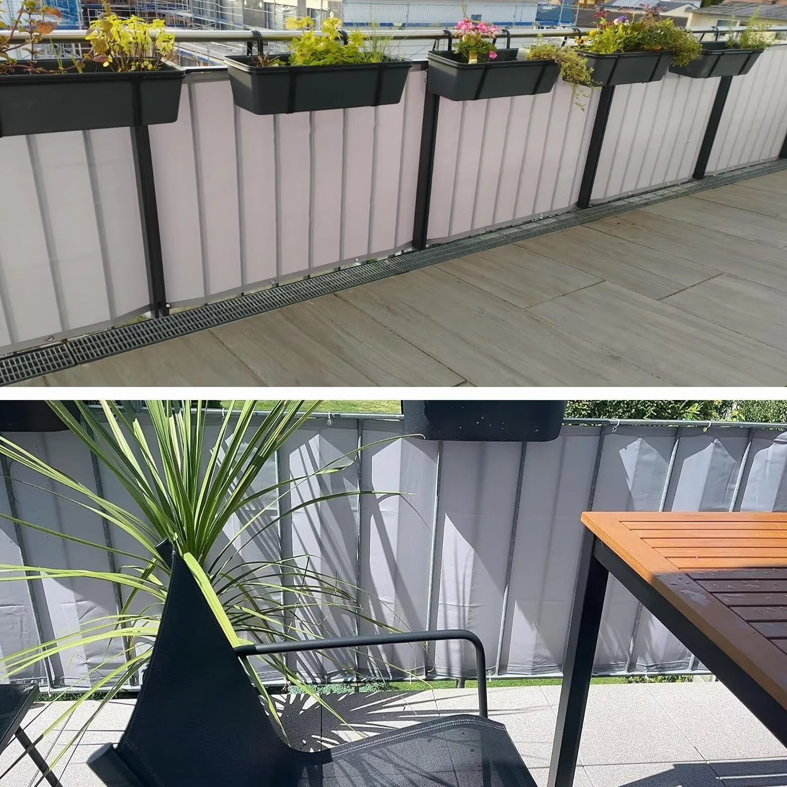 Brise Vue HDPE 40cm Hauteur Résistant aux UV Imperméable Extérieur Patio Balcon Jardin 40x1300cm Taupe