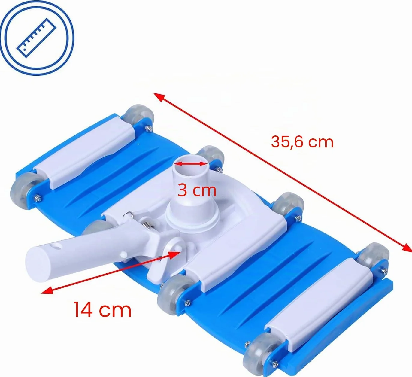 Poweka Tête de Brosse pour Aspirateur de Piscine 14" avec Roues, Flexible Pondérée