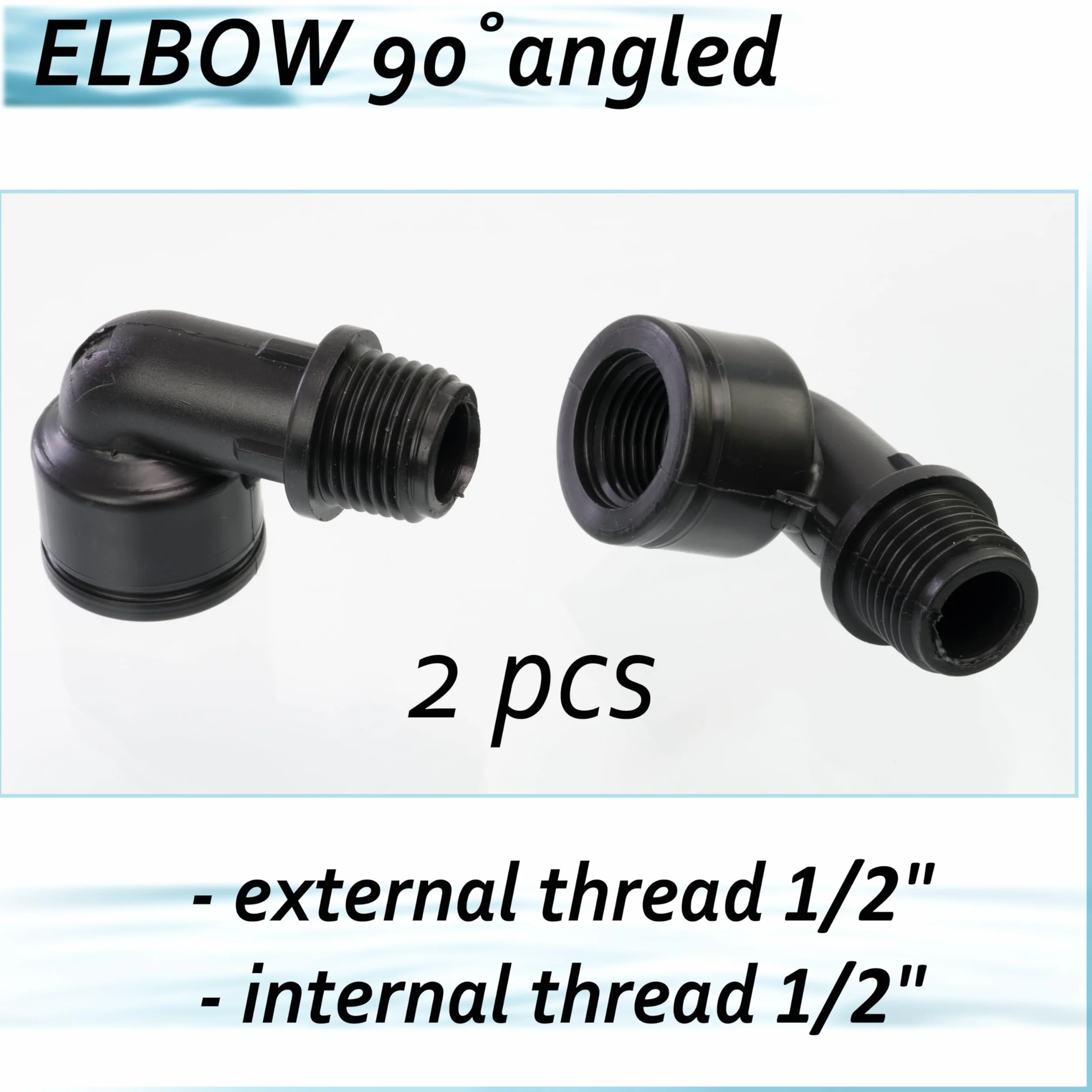 AERZETIX Lot de 2 Raccords Coudés 90° Mâle-Femelle 1/2"x1/2" pour Tuyau d'Arrosage Irrigation - Pression Max 10 Bars Polyéthylène