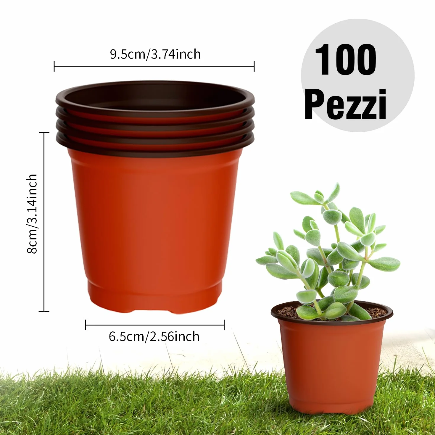 Pots de Fleurs en Plastique 100 Pièces avec Trous de Drainage pour Semis et Repiquage