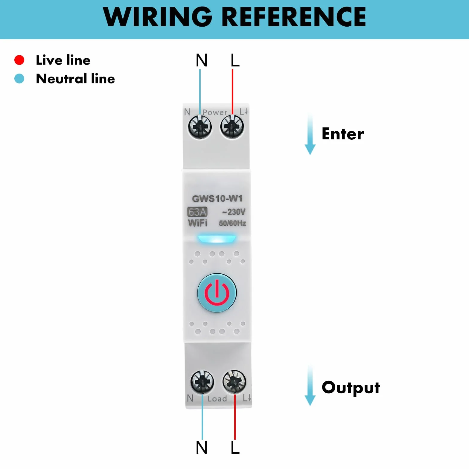 Interrupteur connecté wifi 63A Tuya Disjoncteur connecté wifi Commande vocale Minuterie interrupteur AC230V disjoncteur intelligent Compatible avec Alexa Google Home GWS10-W1