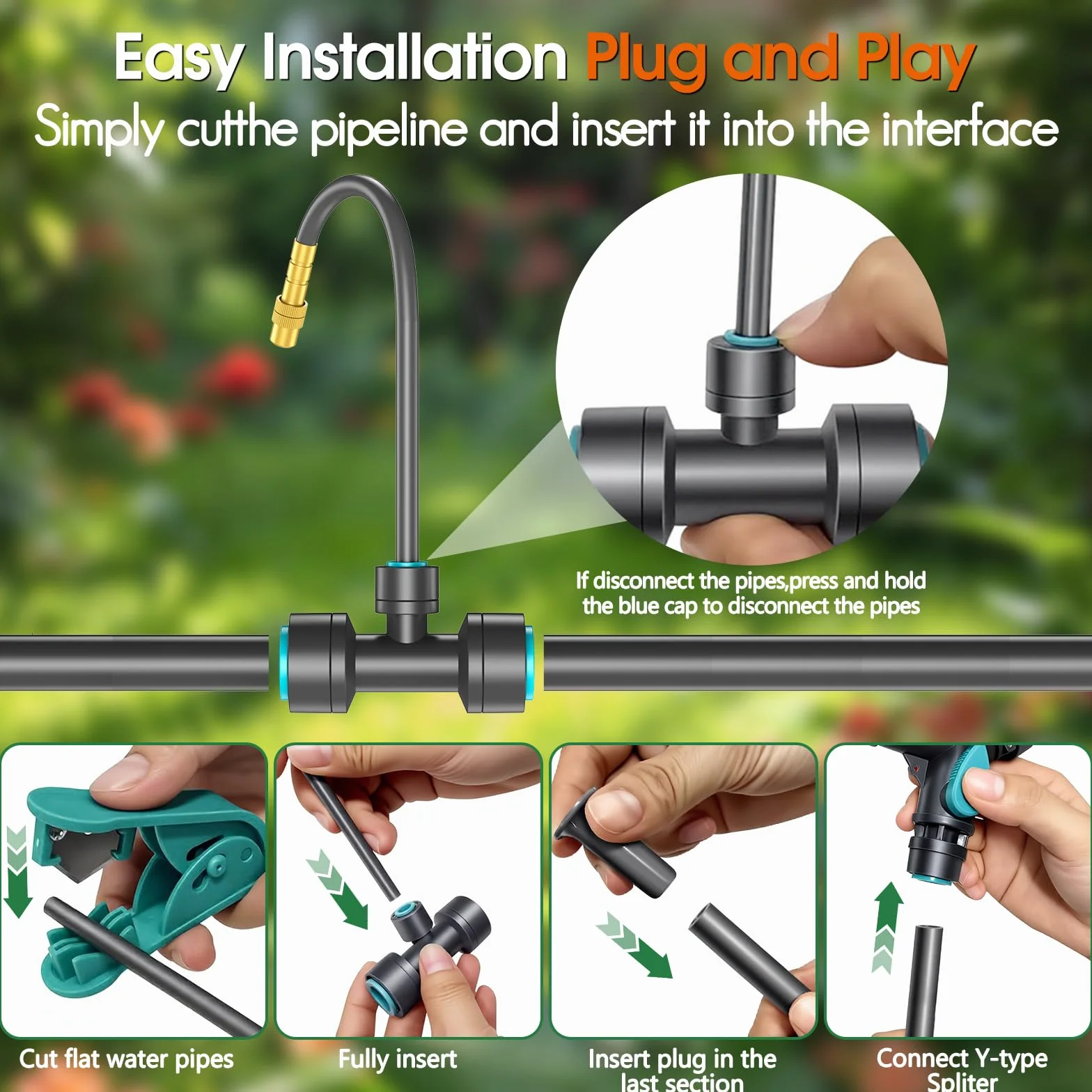 Kit d'irrigation goutte à goutte 30M avec programmateur, tuyau 1/2", 20 buses réglables 360°, arrosage automatique