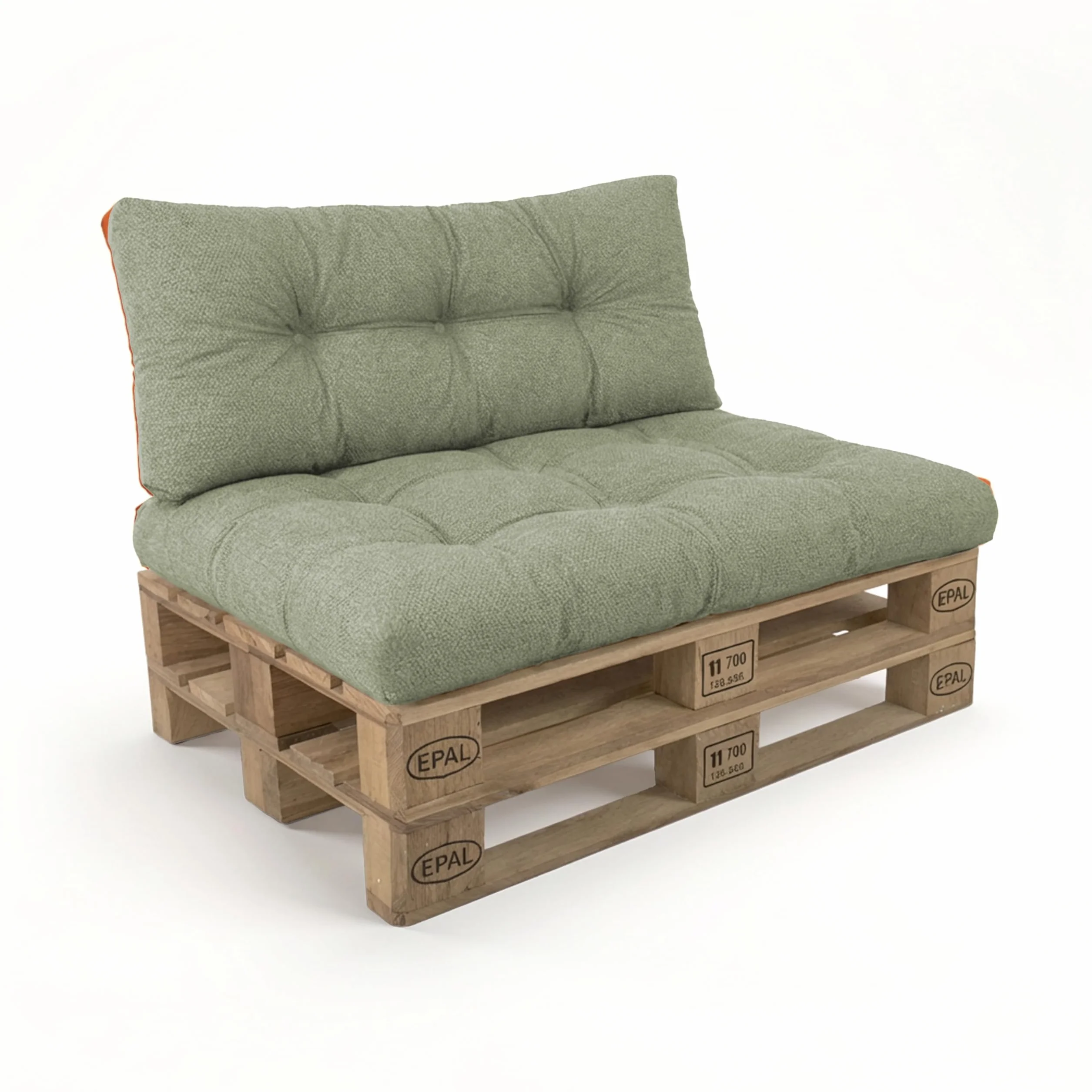 POKAR Set de 2 Coussins Matelassé pour Palettes Euro 120x80cm + 120x40cm Mousse Formée à Froid Canapé de Jardin Intérieur Extérieur Vert
