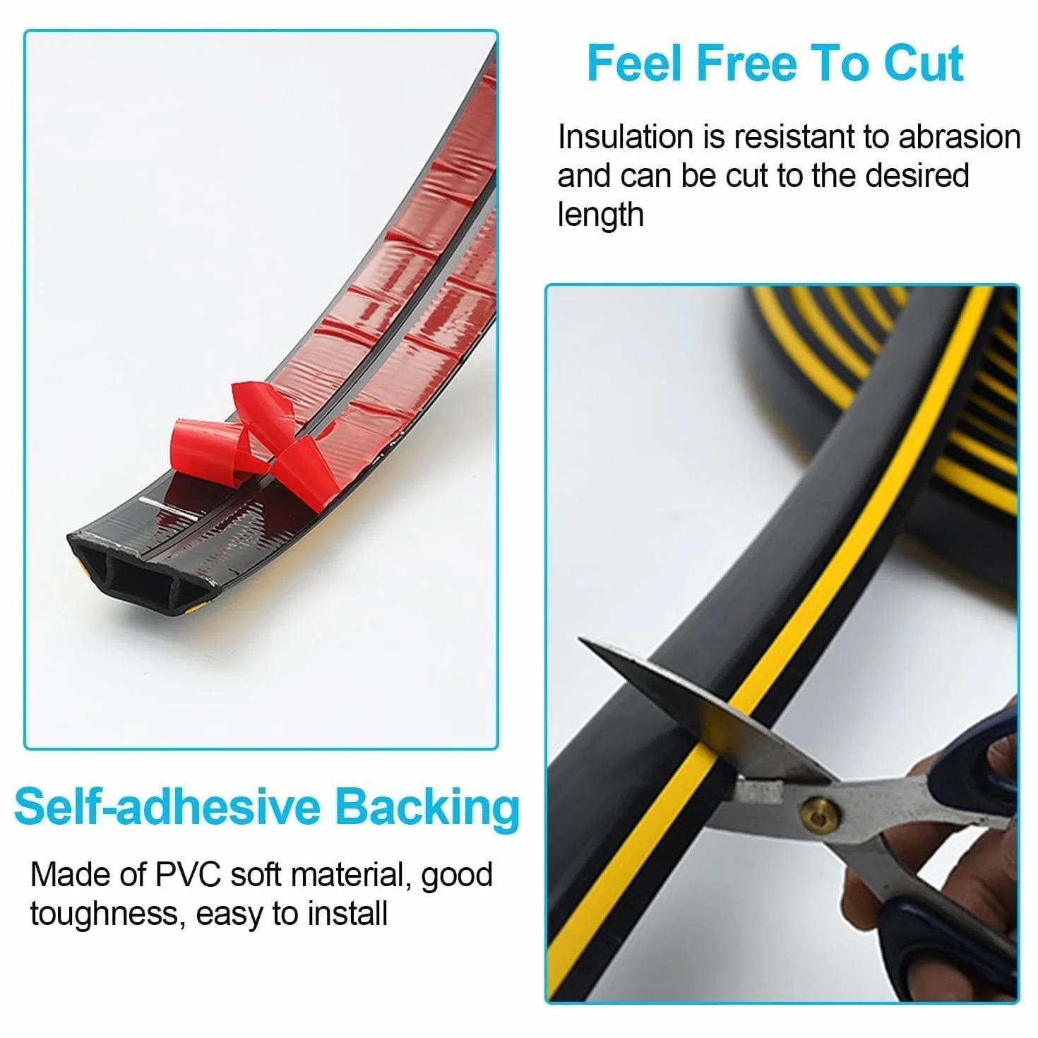 400 cm PVC Souple Goulotte Passe Cable Sol, Gaine Protege Cache Cable Electrique Noir et Jaune, Conduit Passage Plancher Facile à Couper et à Installer, pour Bureau, Atelier, Entrepôt, Concert, Etc