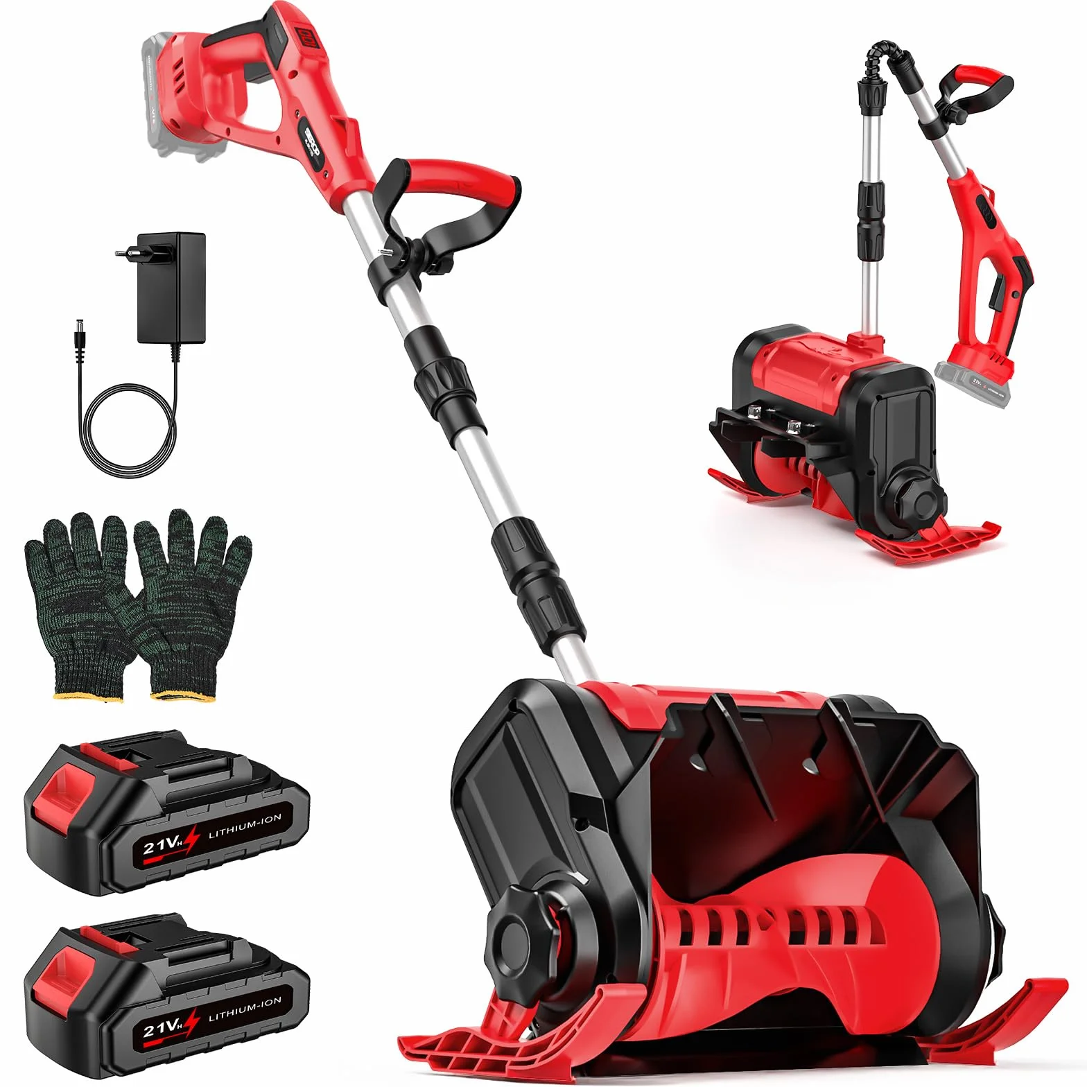 Souffleuse à Neige sans Fil 21V avec 2 Piles, Moteur sans Brosse, Largeur 30CM, Hauteur 18CM
