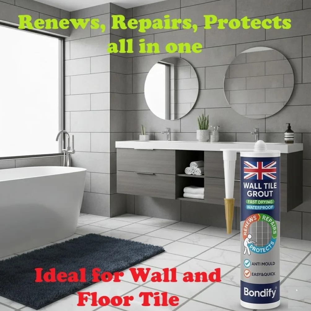 Séchage Rapide Joint Carrelage Mural Blanc Étanche, Cartouche de 450g Colle Joint Carrelage Salle de Bain Blanc pour Douche, Cuisine, Ready Mixed Grout Repair Kit White Exterieur et Intérieur