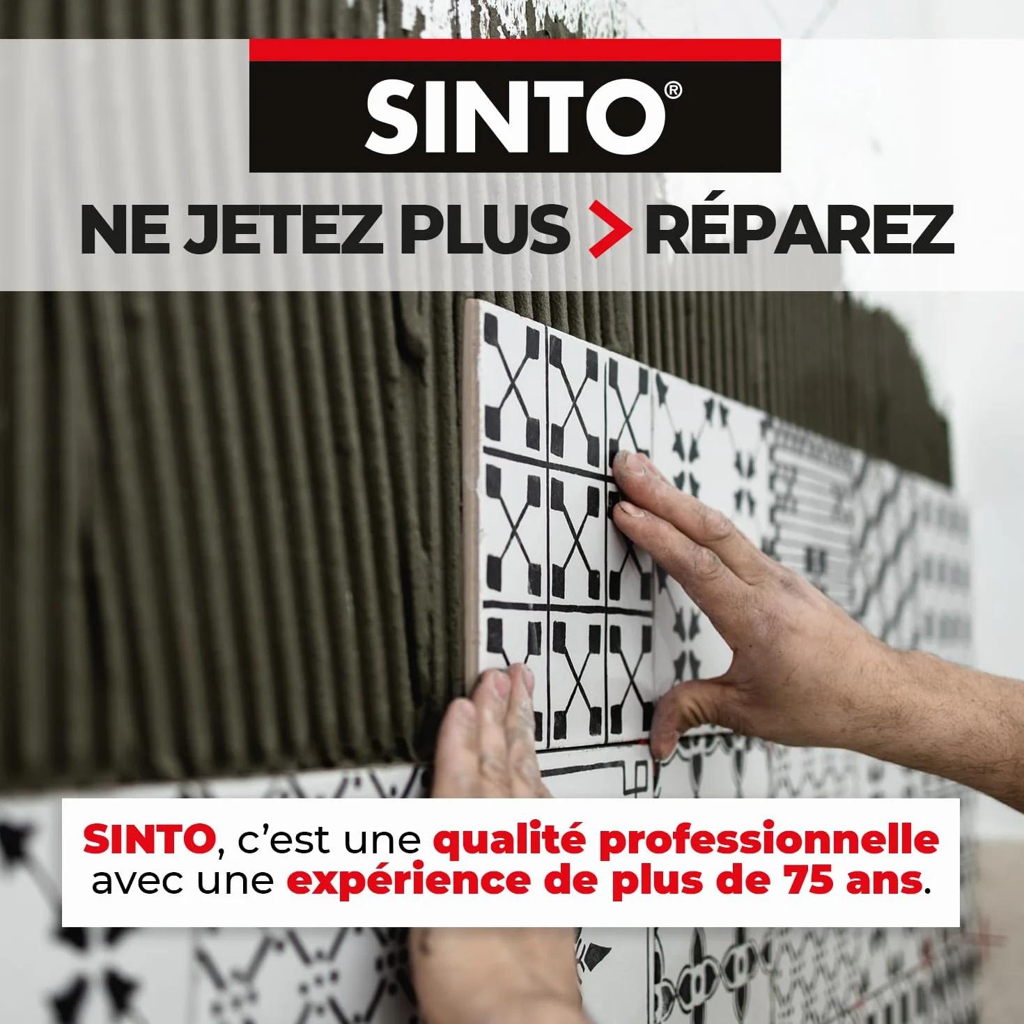 SINTO Répare faïence émail et céramique blanc 15g, répare éclats trous et fissures des sanitaires, éviers douches vasques baignoires et WC, 1 dose = 1 réparation, intérieur et extérieur