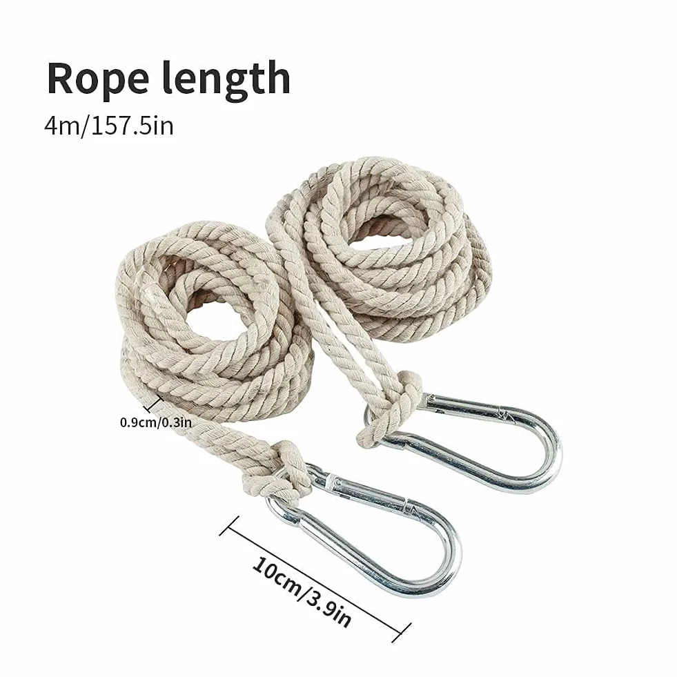 Sangles de suspension pour balancelle d'arbre Lot de 2 avec crochets robustes 4 m