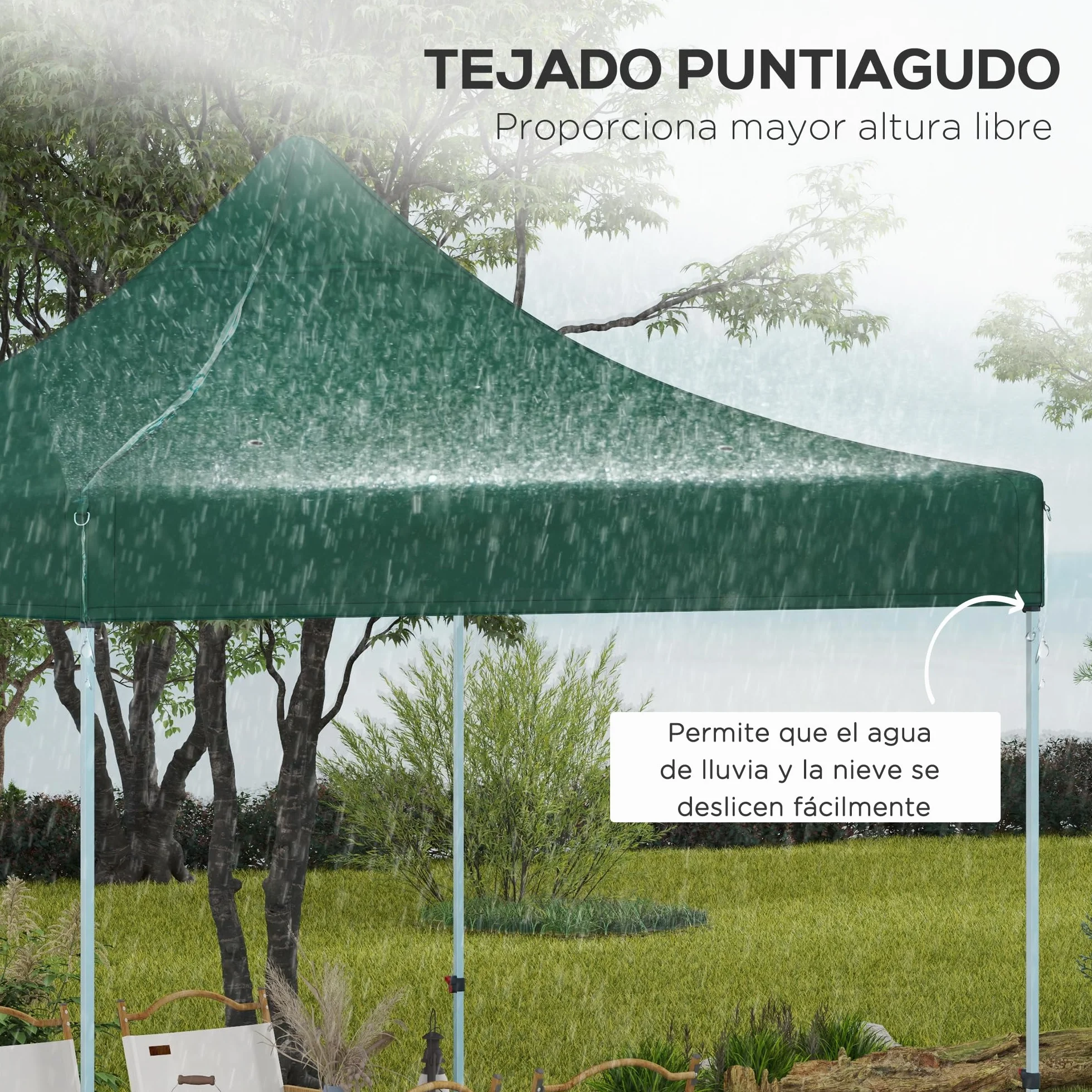 Outsunny Toit de rechange pour tonnelle pliable en tissu Oxford imperméable anti-UV Vert foncé 3 x 3 m