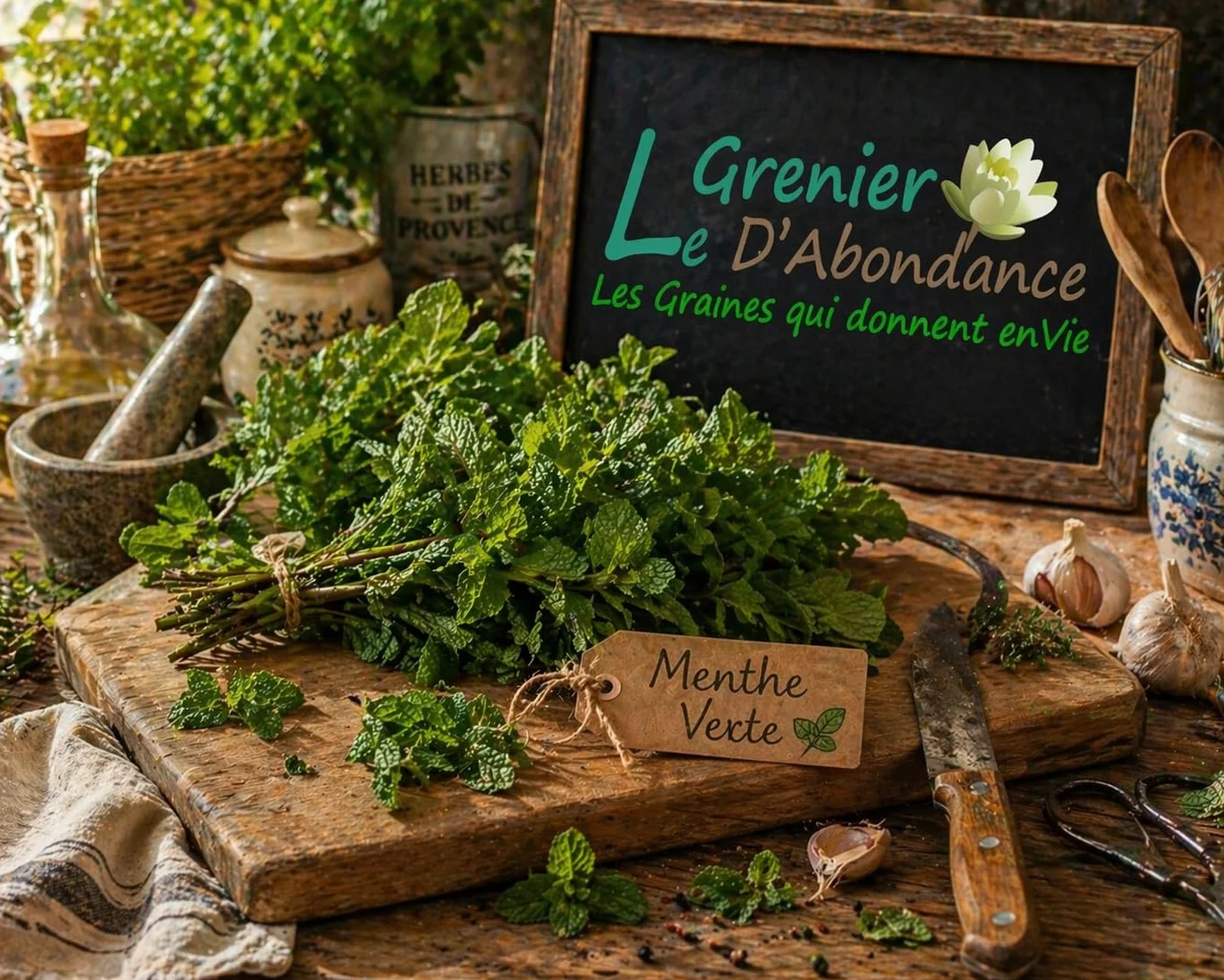 Menthe Verte - Mentha viridis - Graines Aromatiques à semer - Le Grenier d'Abondance