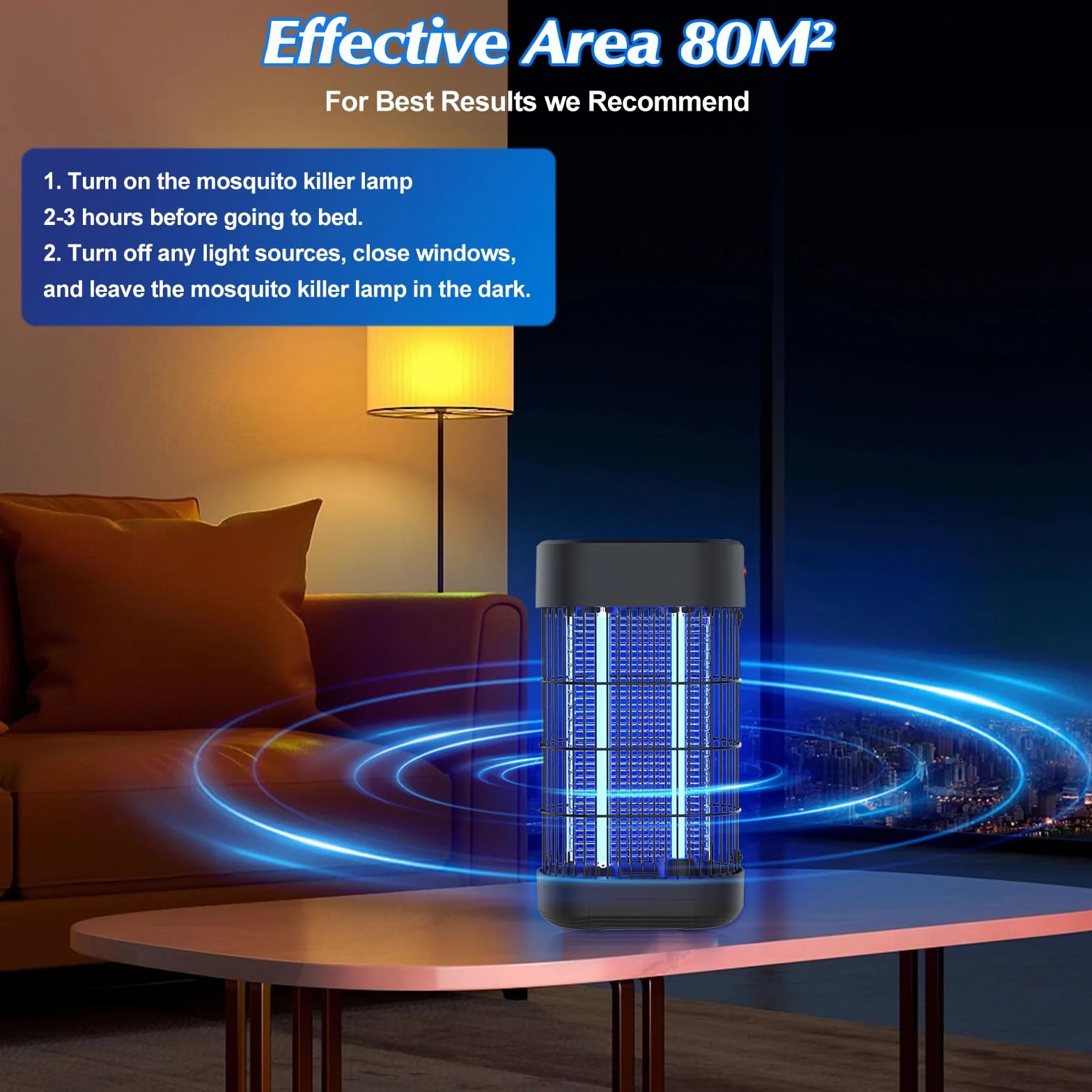 Lampe Anti Moustique 18W 1800V UV 80㎡ Attrape Insecte Tueur pour Jardin Cuisine