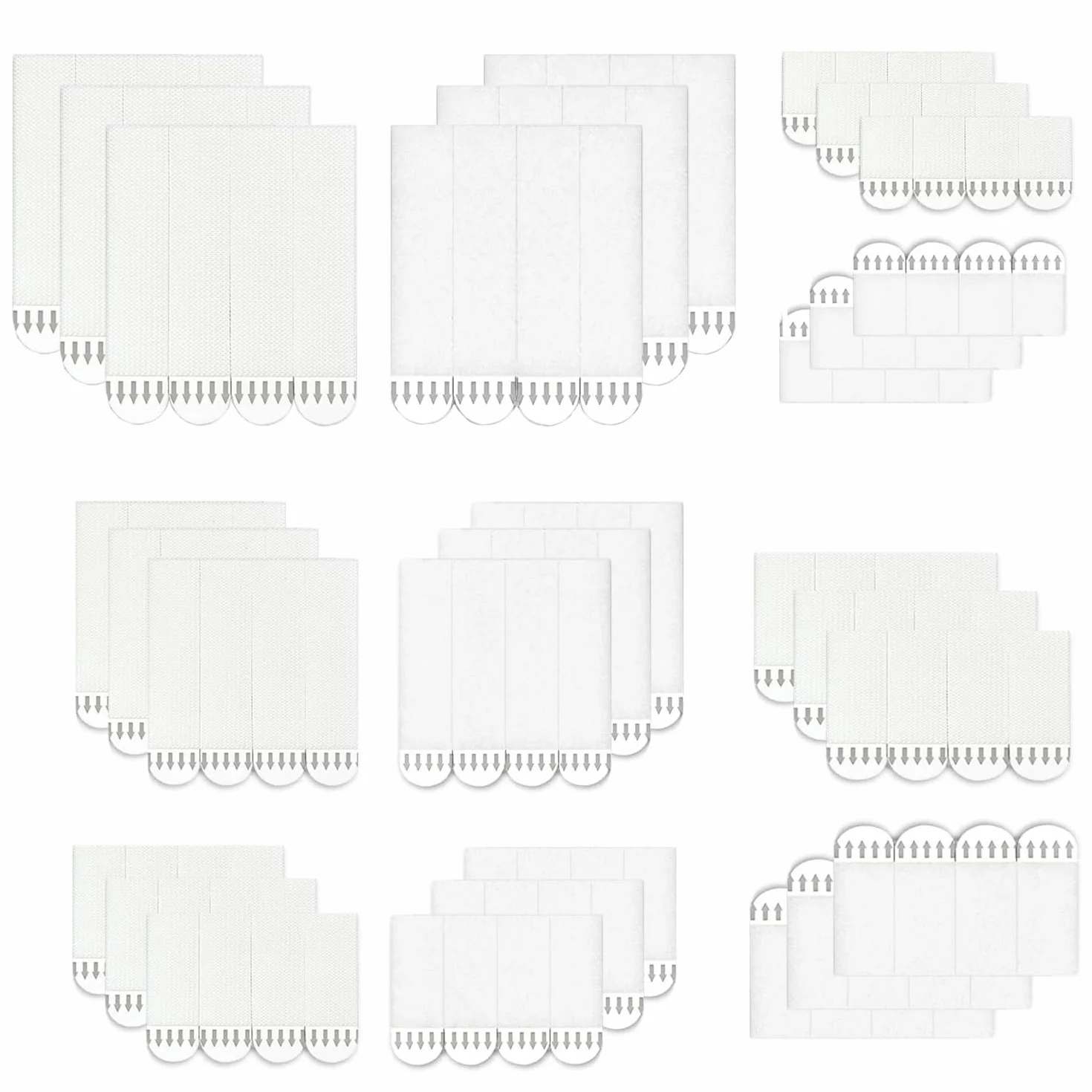 60 Paires Languettes Accroches Tableaux, Accroche Tableau sans Percer, Bandes de Suspension pour Accrocher des Cadres, Accrocher Décos de Noël (16*29mm, 16*46mm, 20*46mm, 16*70mm, 19*92mm)