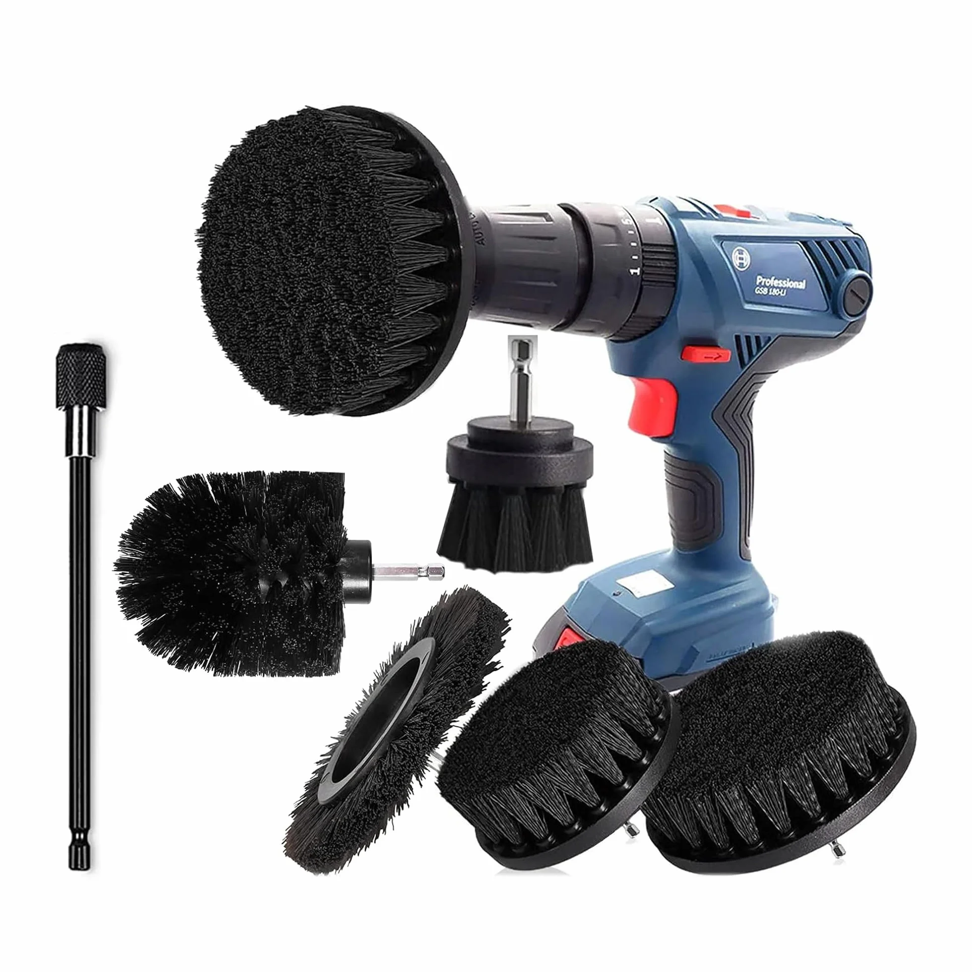 Brosse Nettoyage Perceuse 6PCS, Brosse Nettoyage Roue pour Jantes, Tapis, Carrelage, Baignoire, Briques, Sol (Noir)