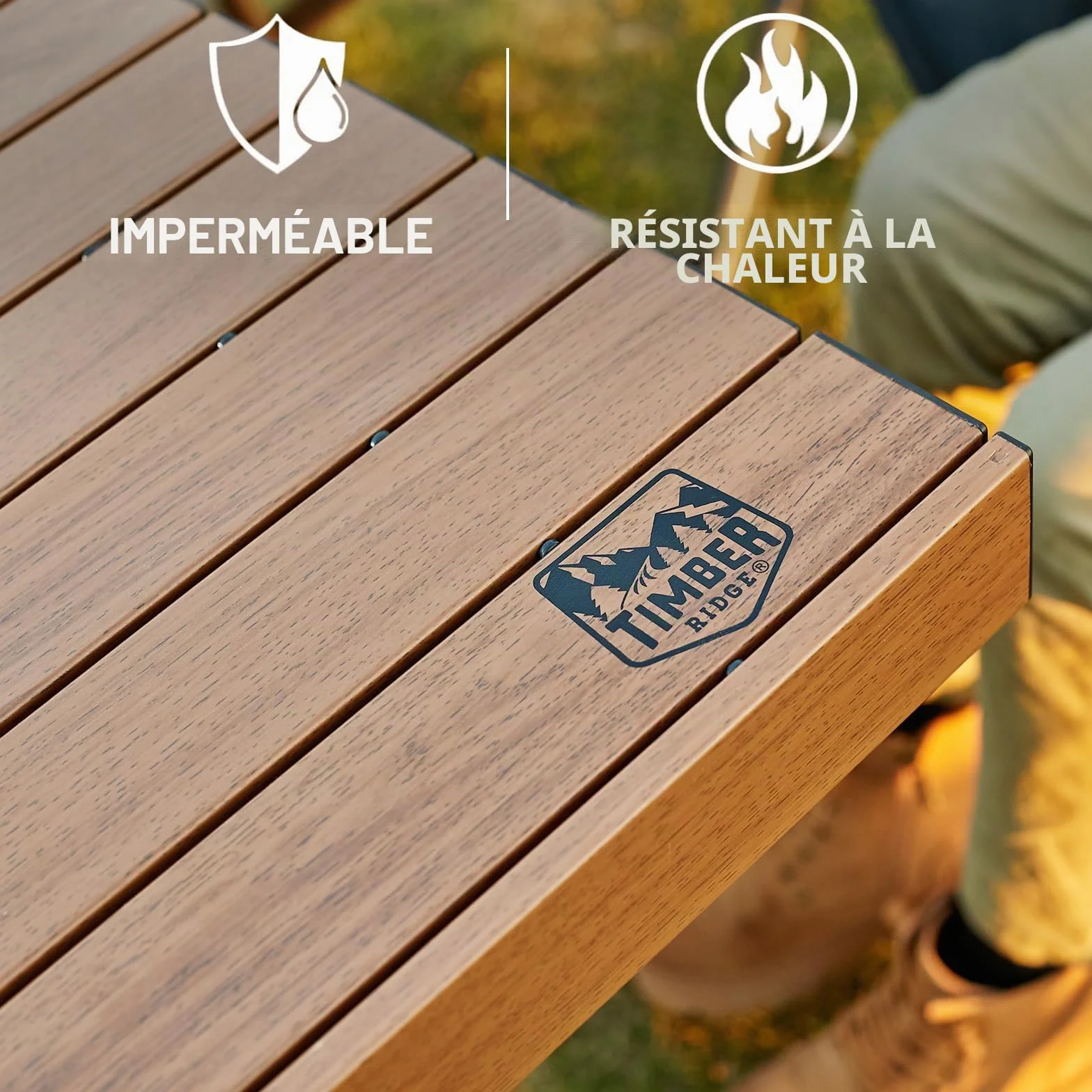 TIMBER RIDGE Table de Camping Pliable 125 x 80 cm Hauteur Réglable XXL Jardin Extérieur
