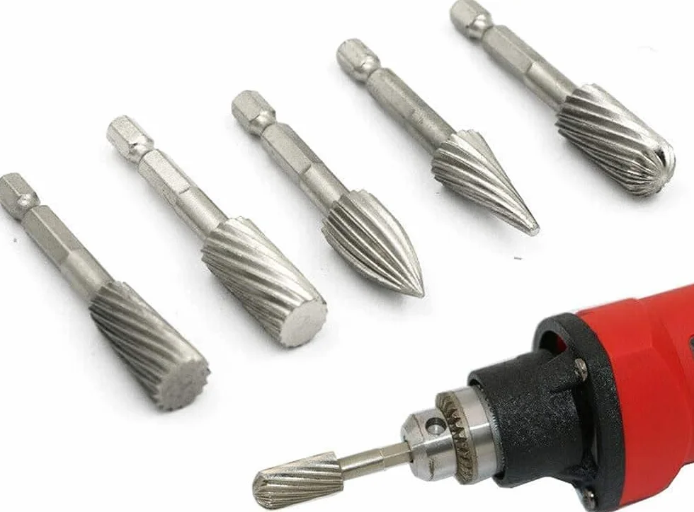 5 Pièces Ensemble de Fichiers à Fraises Rotatives 1/4 pouces Tige Hexagonale Fraises en Acier à Grande Vitesse Outils de Fichiers Rotatifs pour Matériel en Aluminium et en Fer