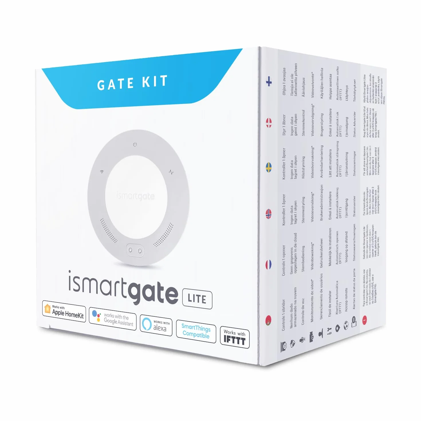 ismartgate LITE Ouvre-porte intelligent à distance, contrôle par application, compatible avec Apple Homekit, Amazon Alexa, Google Assistant et IFTTT. Compatible avec tous les types de portes. Capteur